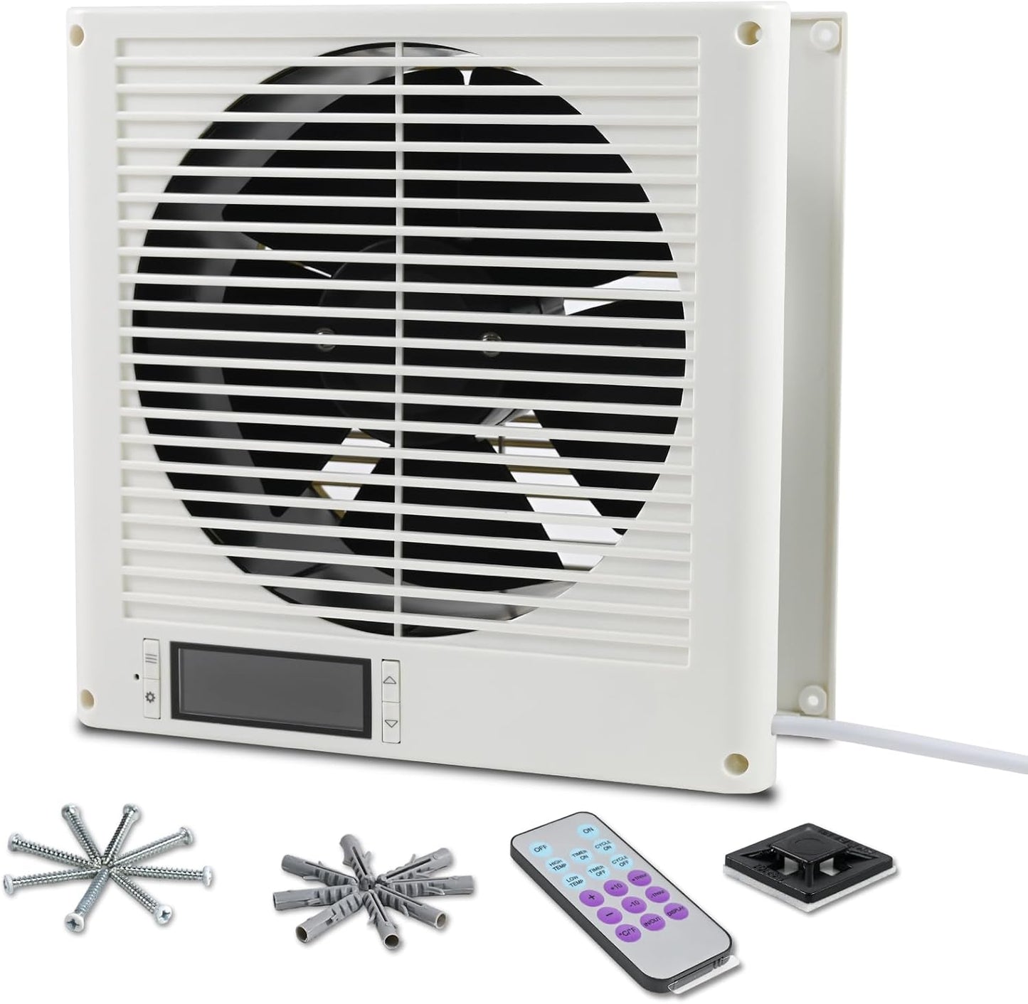 Room to Room Fan 8' Air Vent Fan, 10-Speed Quiet Airflow Through-the-Wall Fans, with Temperature and Timer Setting