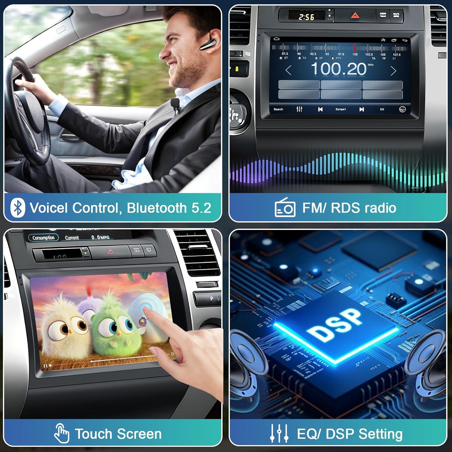 Android 13 Car Radio Stereo for Toyota Prius 2003-2009, 9 inch Touch Screen,  Wireless Carplay/Android, Backup Cam