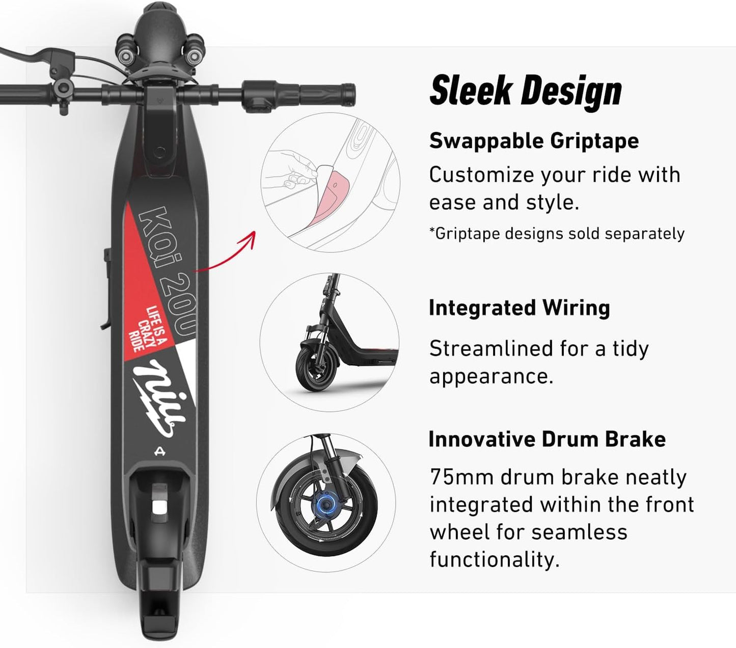 Electric Scooter for Adult, KQi 100 200 Series E Scooter w/Suspension, 600-700W Peak Power, 17.4-20 MPH