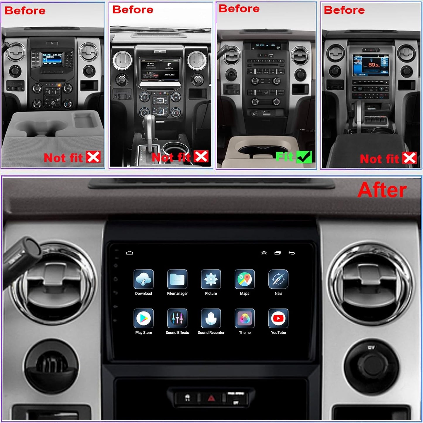 Ford F150 Radio Upgrade 2013 2014 STX XL, Carplay and Android Auto, Keep SWC and Free Camera