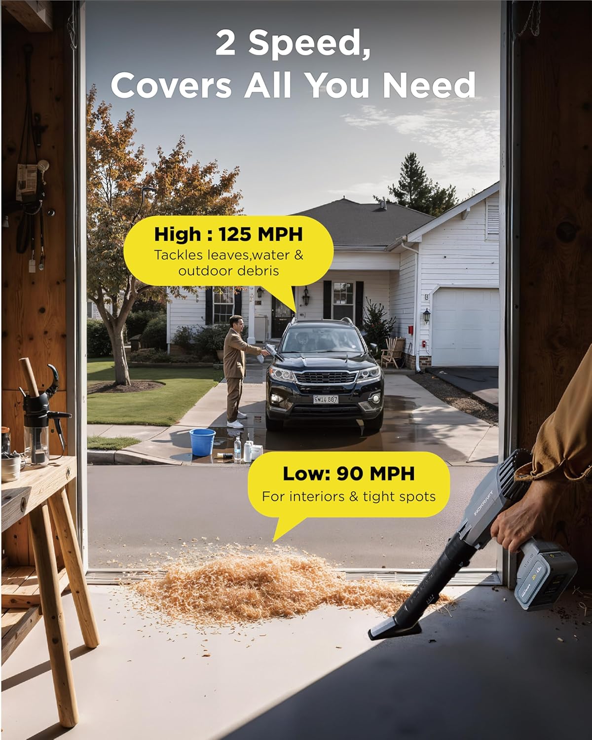 Compact Cordless Leaf Blower with 4.0Ah Battery, Lightweight 3.17 lb Handheld Blower 125 MPH 270 CFM