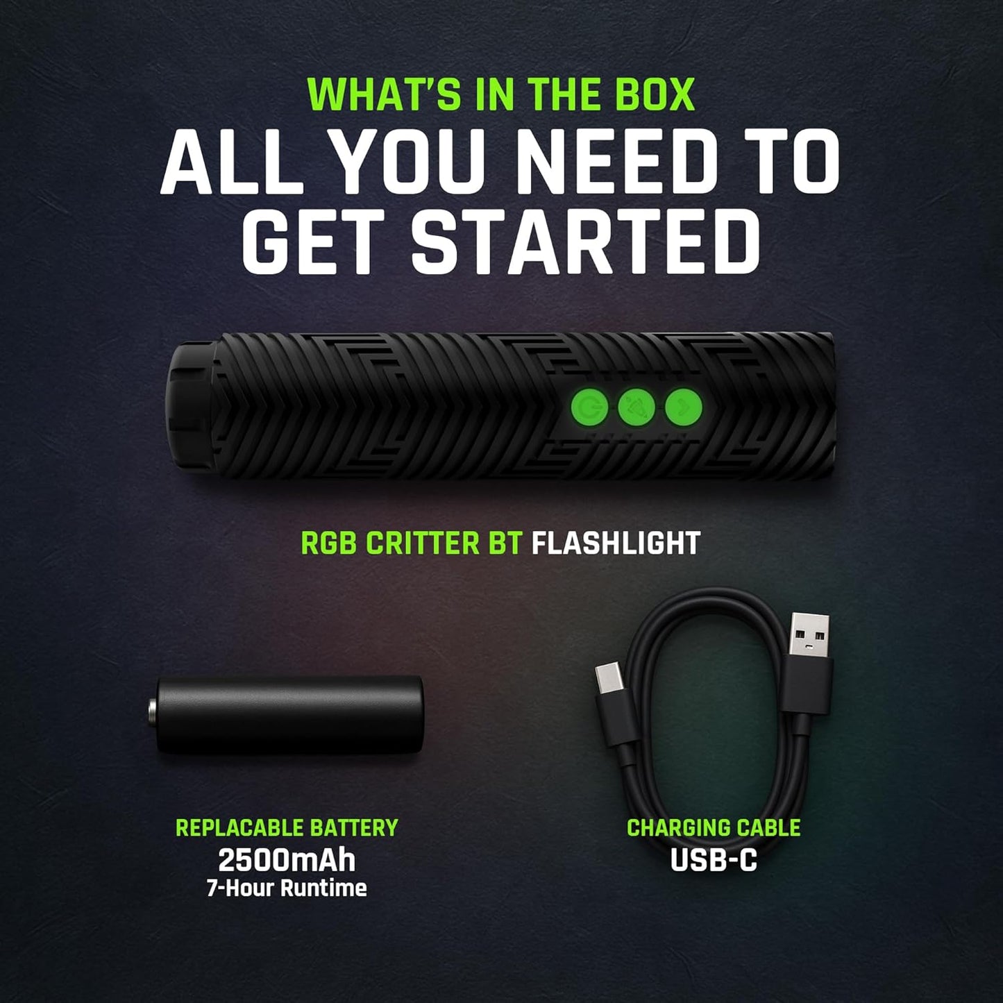 Light Painting Tools Kit, RGB Critter BT Programmable Flashlight, App-Controlled, 16M Colors, USB-C Rechargeable