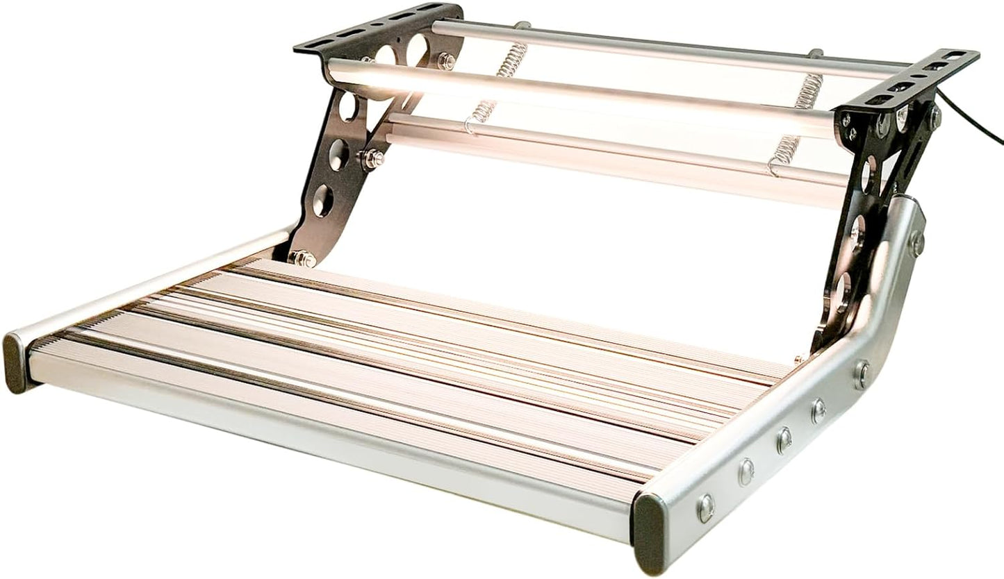 RV Camper Steps Single Drop Down Steps One-Hand Expand or Collapse Manual RV Stairs, Non-Slip Rubber Feet