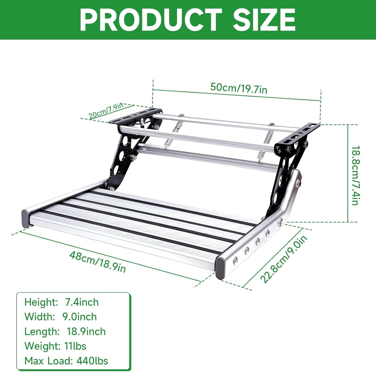 RV Camper Steps Single Drop Down Steps One-Hand Expand or Collapse Manual RV Stairs, Non-Slip Rubber Feet
