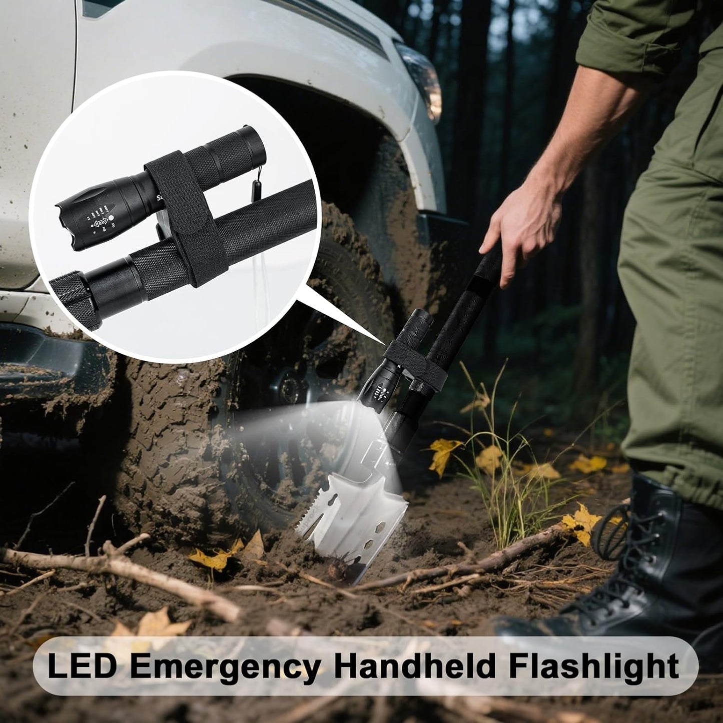 30-in-1 Tactical Shovel Axe with High Carbon Steel, Folding Entrenching Tool with Pouch for Emergency, Outdoor Gear