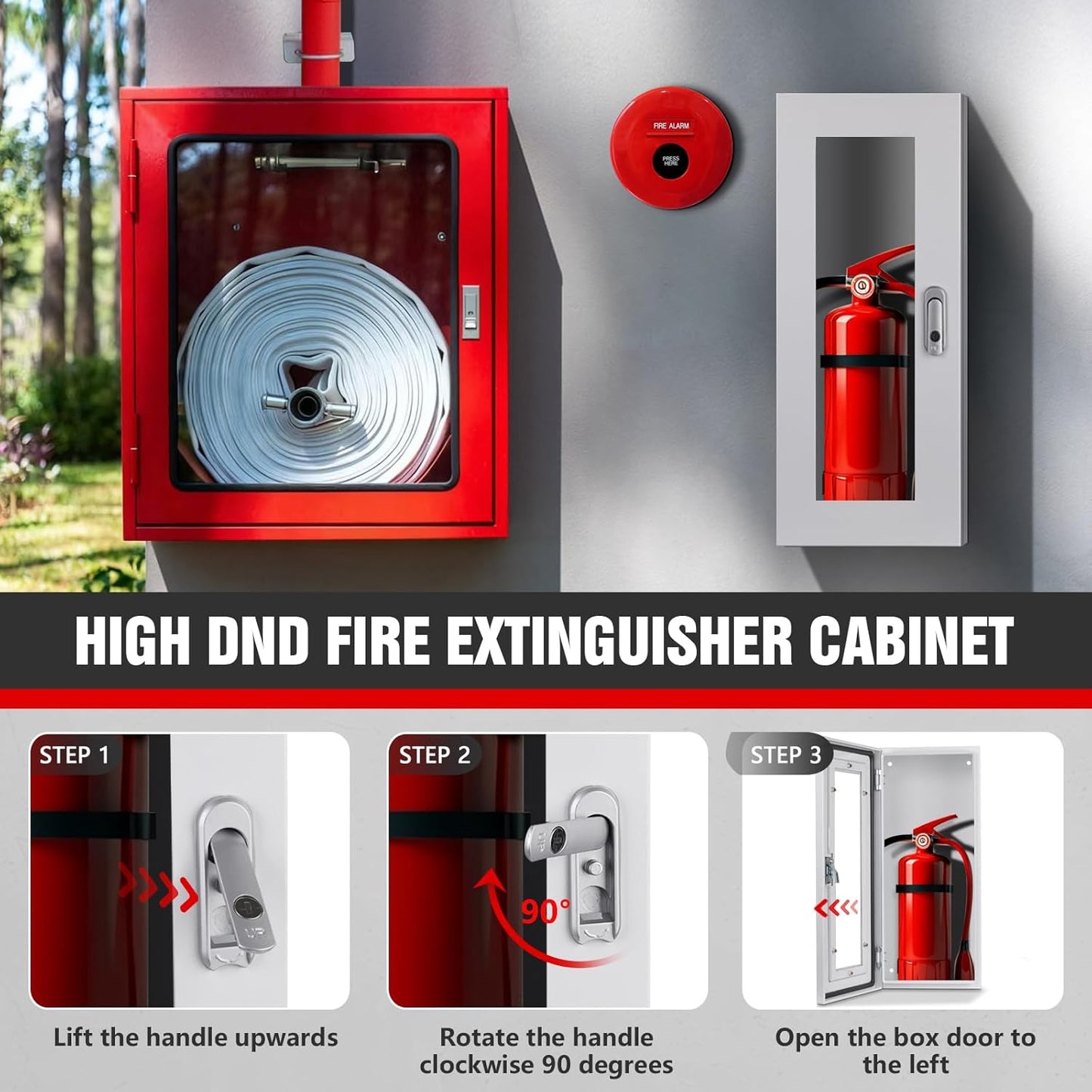 Fire Extinguisher Cabinet Wall and Surface Mount for 5-12 pounds Extinguisher, 23.6' H x 10.2' W x 6.7'D White Steel