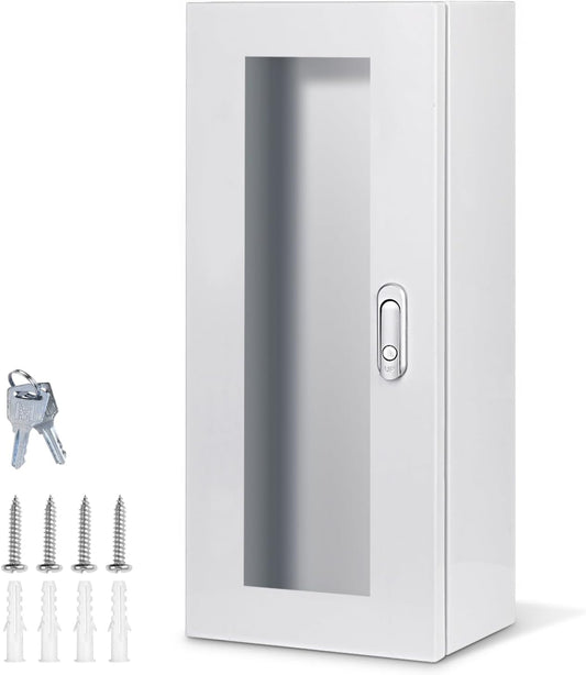 Fire Extinguisher Cabinet Wall and Surface Mount for 5-12 pounds Extinguisher, 23.6' H x 10.2' W x 6.7'D White Steel