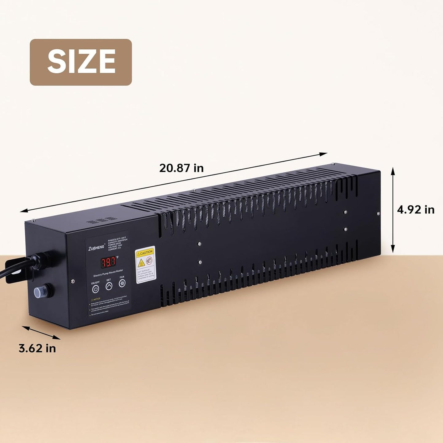 Utility Heater with Built-In Thermostat, 600W Electric Pump House Heater 120V,  Convection Design with Fan