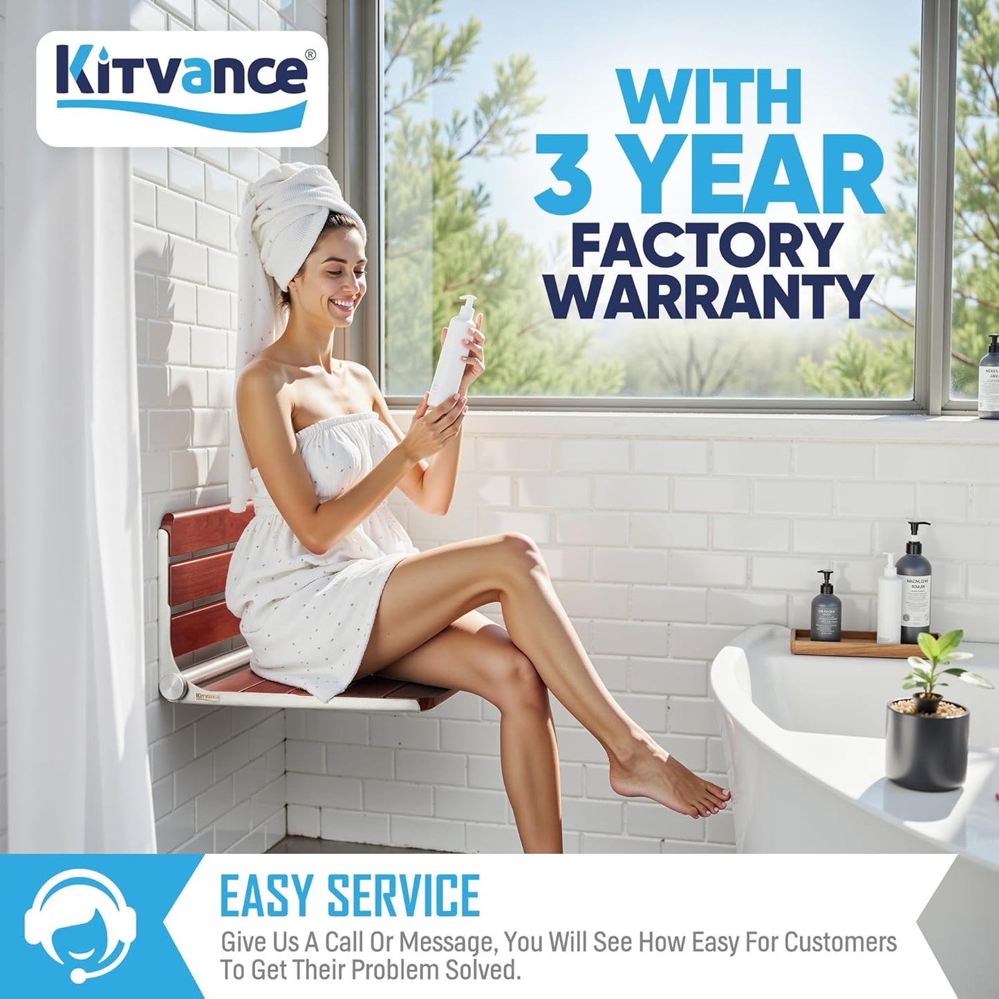 20' Folding Teak Wood Shower Seat Wall Mounted, Foldable Shower Bench for Inside Shower