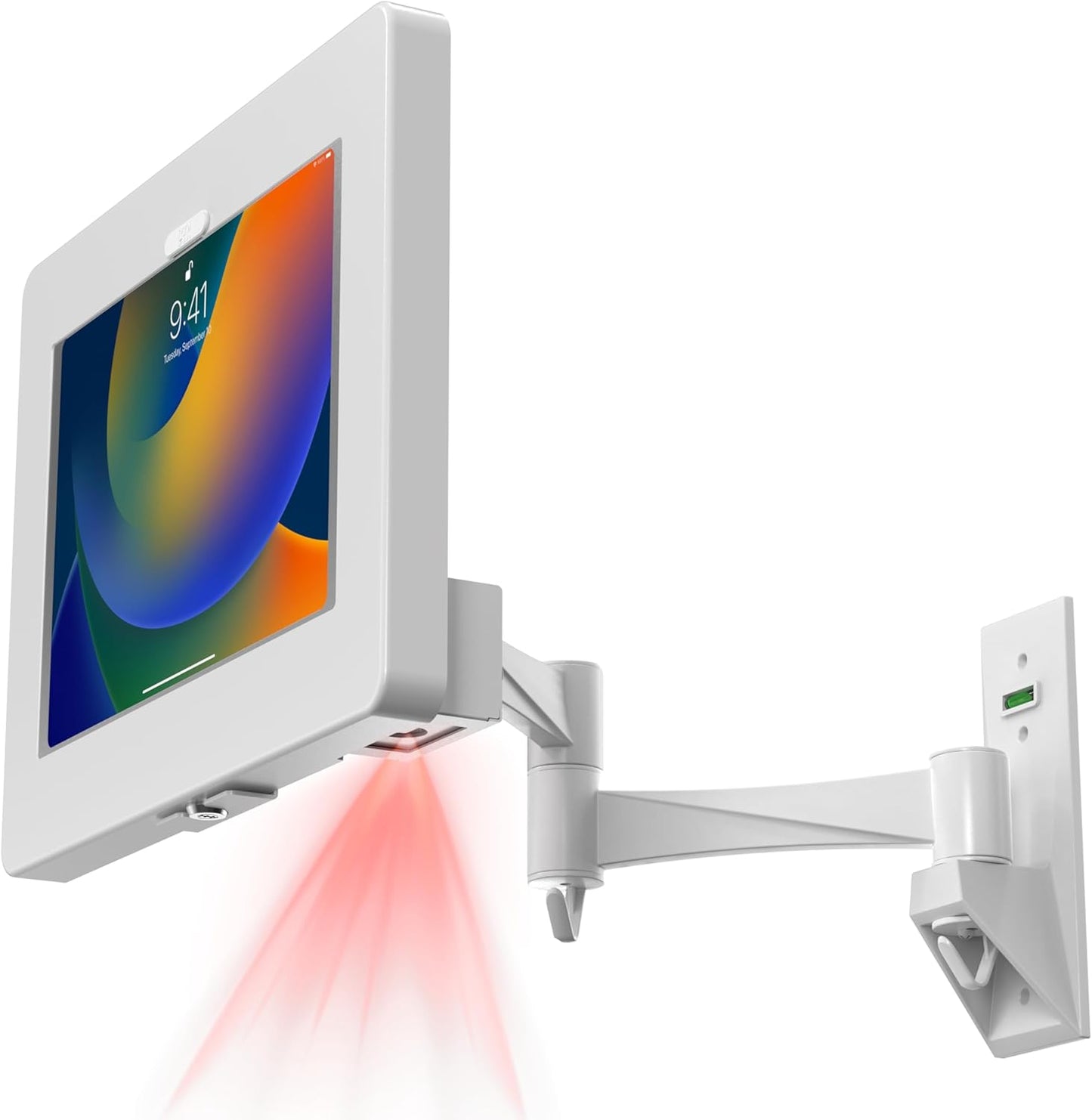 Premium Wall Mount Arm with Bar Code Scanner, White Wall Mount for iPad 11