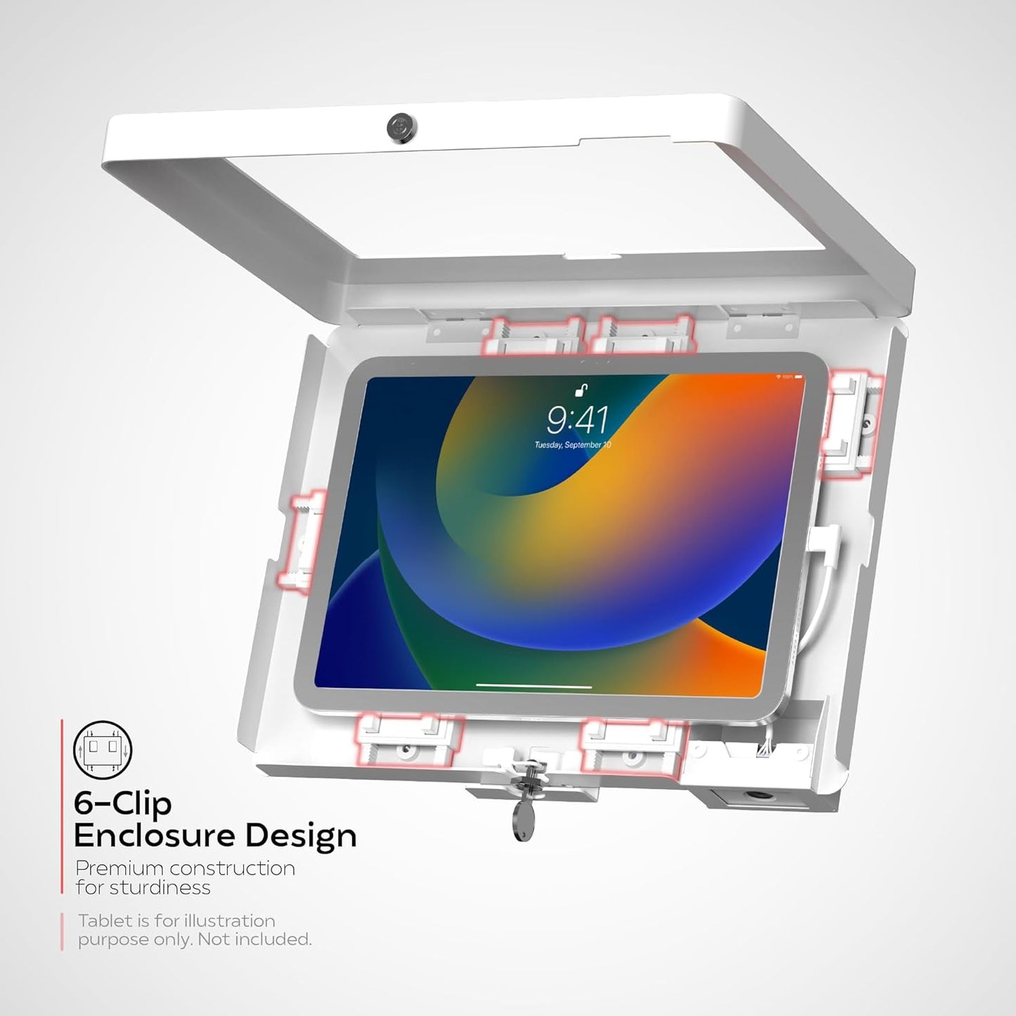 Premium Wall Mount Arm with Bar Code Scanner, White Wall Mount for iPad 11