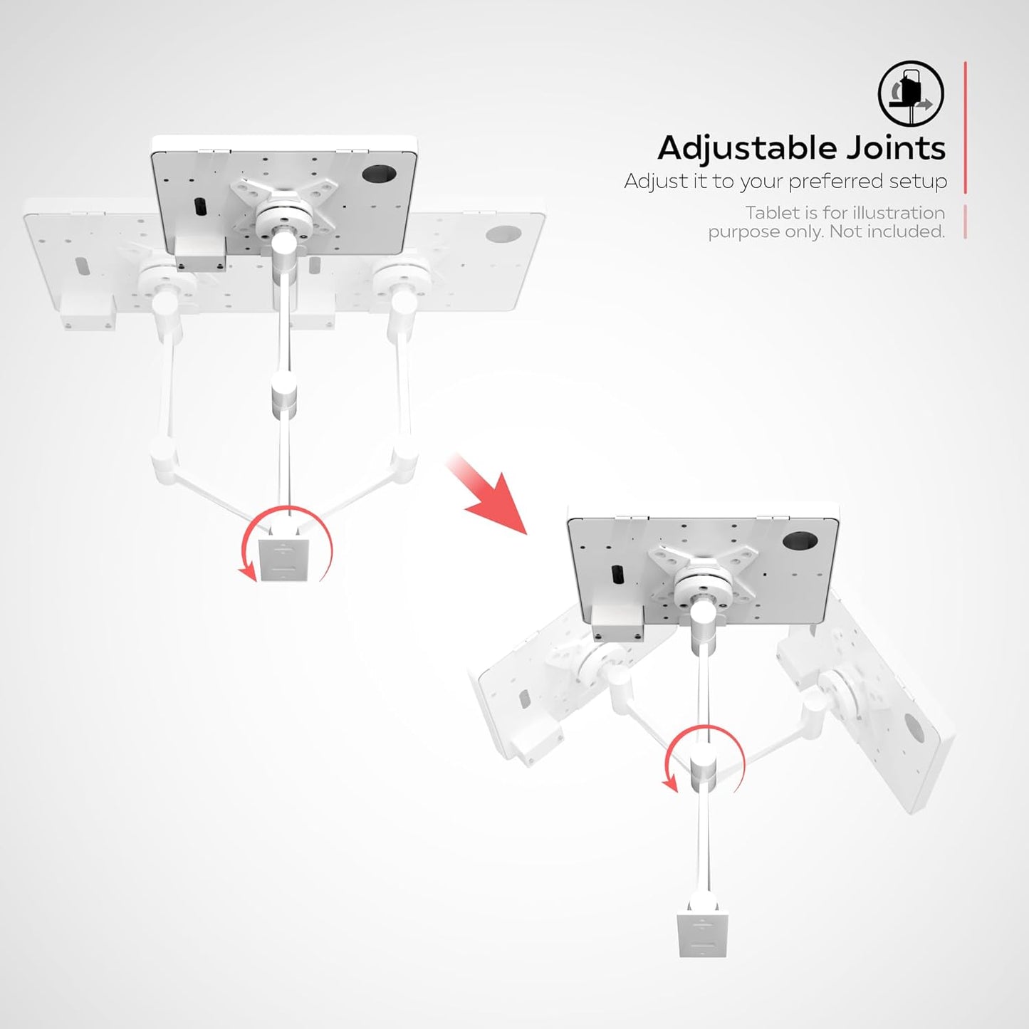 Premium Wall Mount Arm with Bar Code Scanner, White Wall Mount for iPad 11