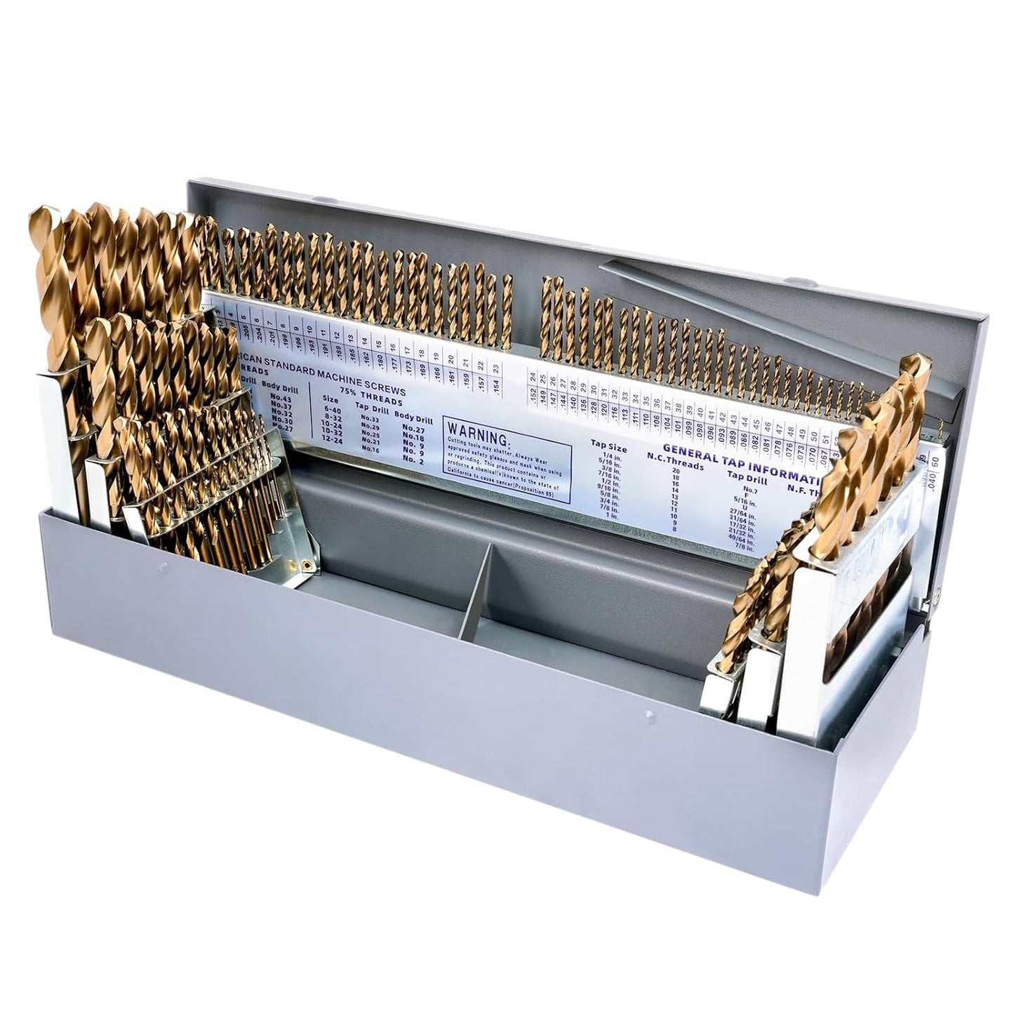 Drill Bit Set, 115Pcs M35 High Speed Steel Bits for Hardened Metals, Stainless Steel, Cast Iron and Wooden Plastics