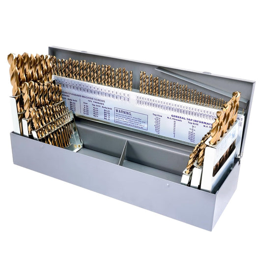 Drill Bit Set, 115Pcs M35 High Speed Steel Bits for Hardened Metals, Stainless Steel, Cast Iron and Wooden Plastics