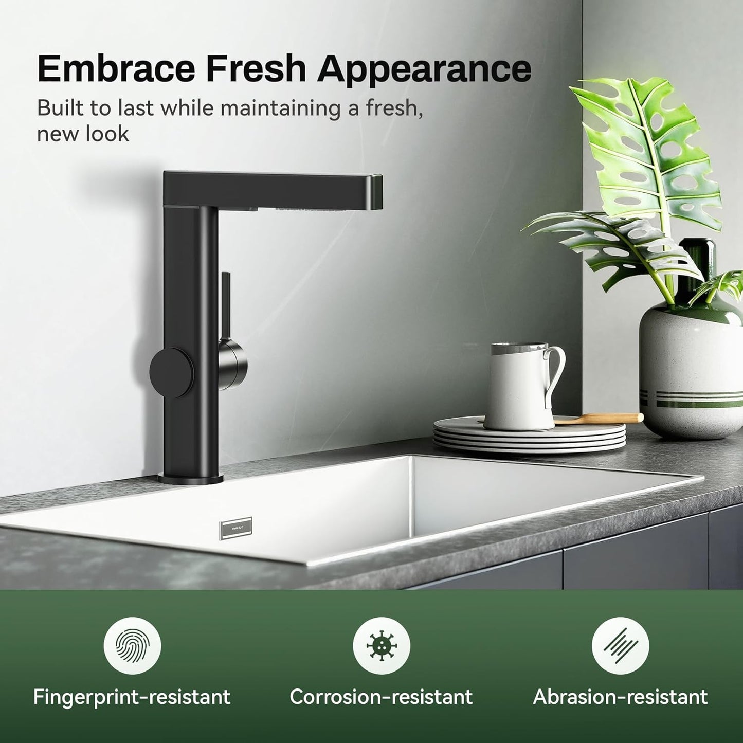 Kitchen Faucets with Pull Down Sprayer, 2-Mode Sprayer, 360°Swivel, 17' Retractable Hose