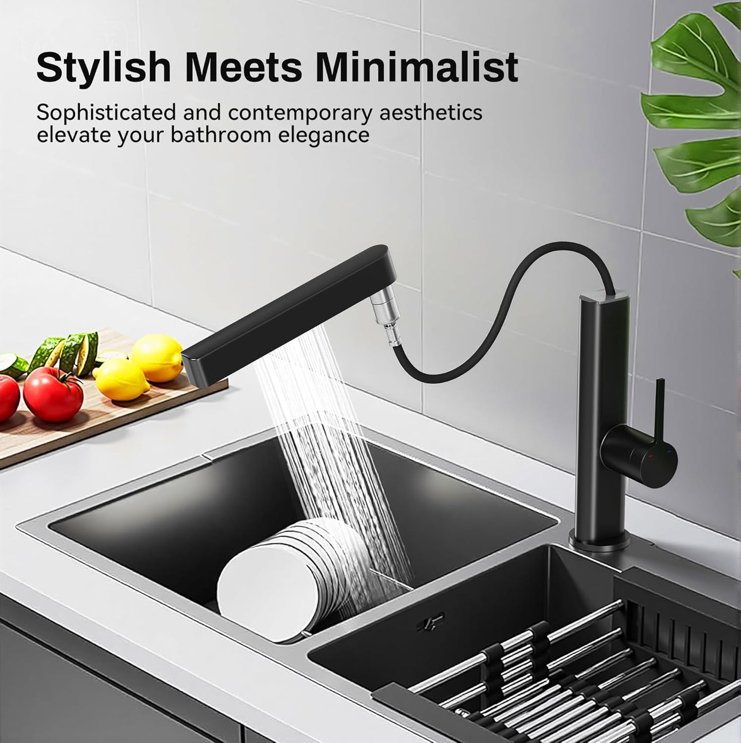 Kitchen Faucets with Pull Down Sprayer, 2-Mode Sprayer, 360°Swivel, 17' Retractable Hose