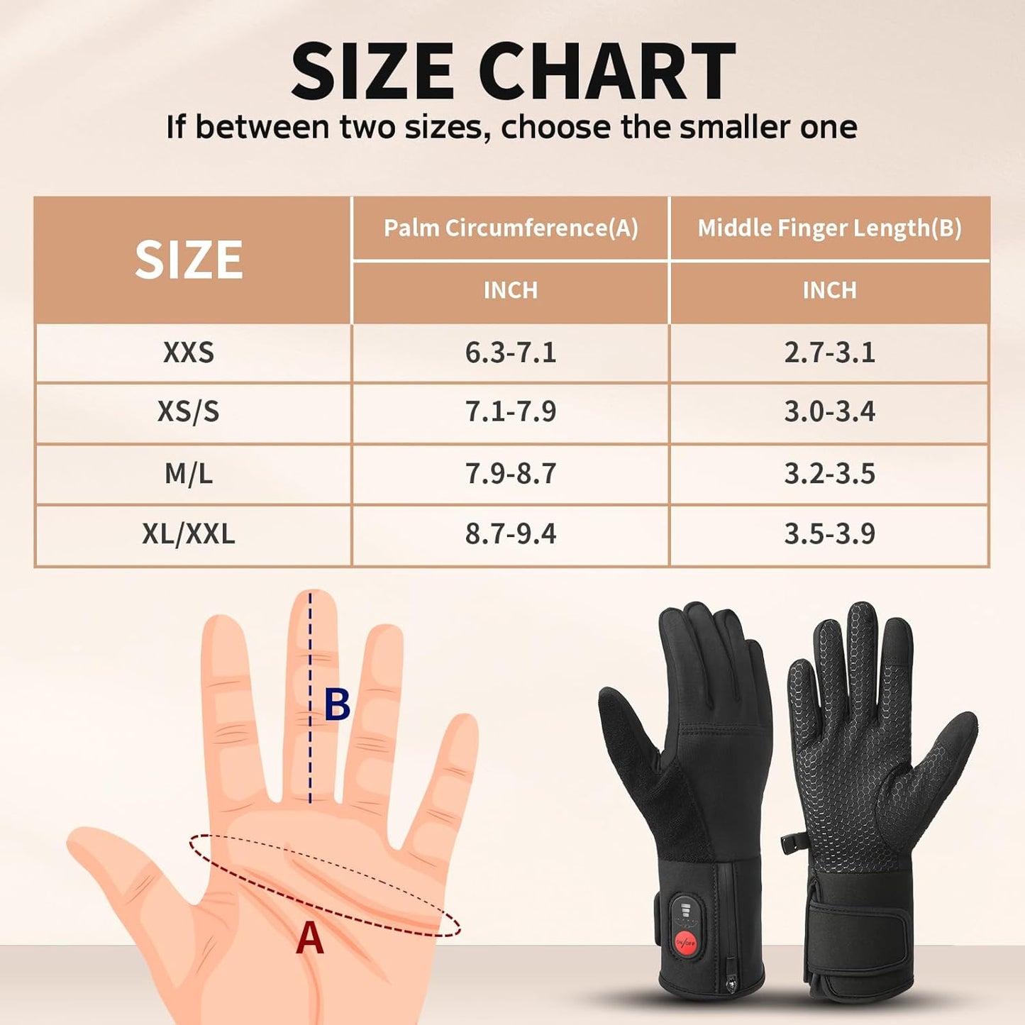 Sun Will Heated Ski Gloves for Men,Touchscreen Compatible,Waterproof Windproof Gloves (S)
