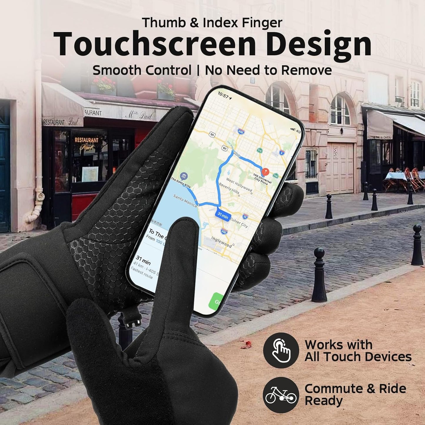 Sun Will Heated Ski Gloves for Men,Touchscreen Compatible,Waterproof Windproof Gloves (S)