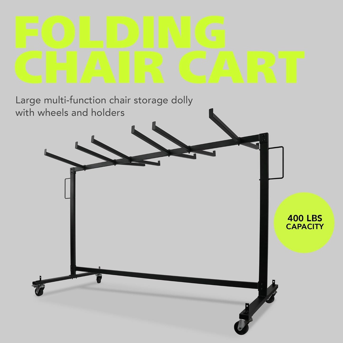 400 LBS Capacity, Heavy-Duty Chair Cart for 42 Chairs or 12 Tables, Chair Storage Dolly with Wheels and Holders
