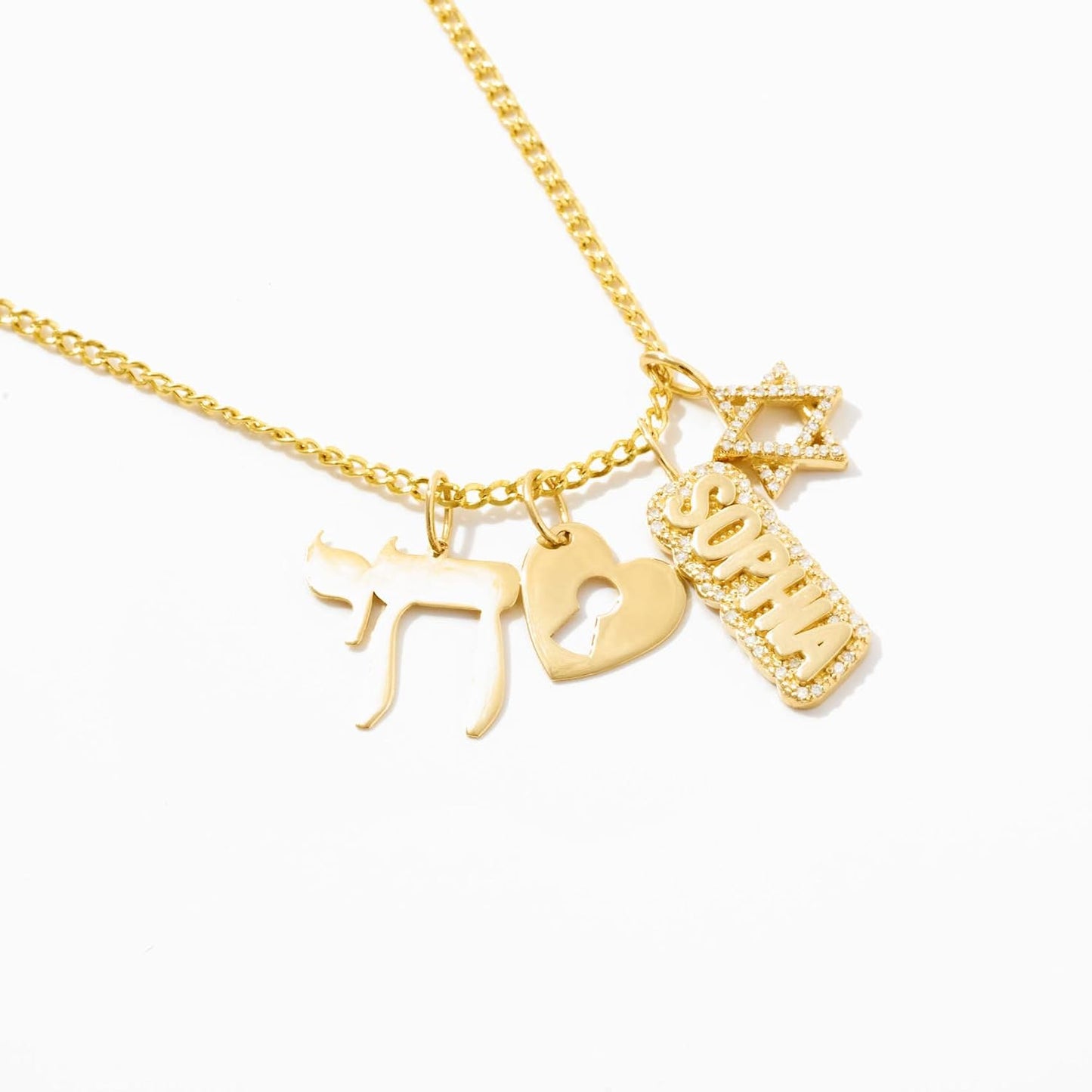 Diamond Star of David Charm 14K Solid Gold