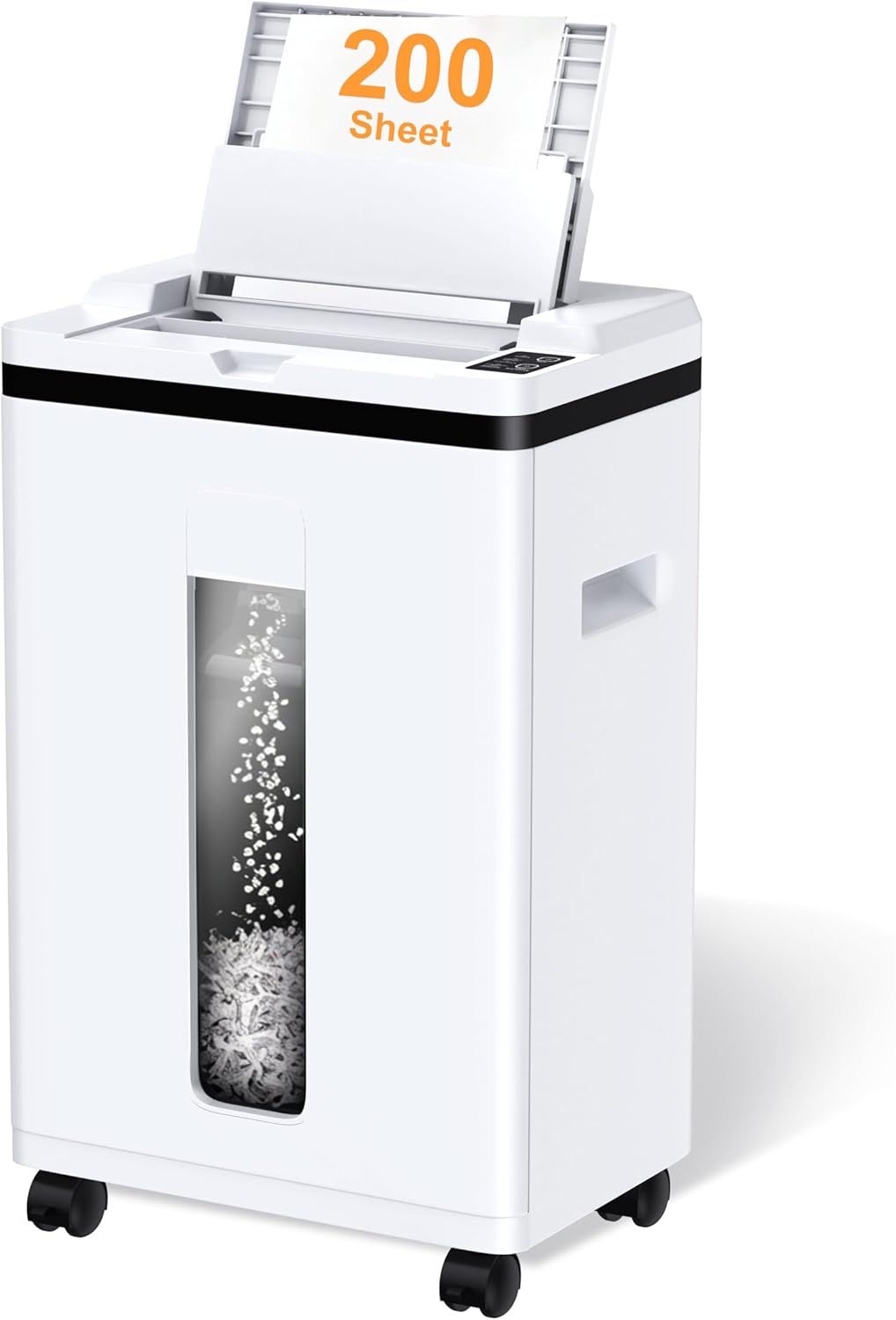 200-Sheet Auto Feed Paper Shredder Heavy Duty, 40 Min Non-Stop, Micro Cut w/ Casters, P-5 Ultra Security, 5.8 Gal