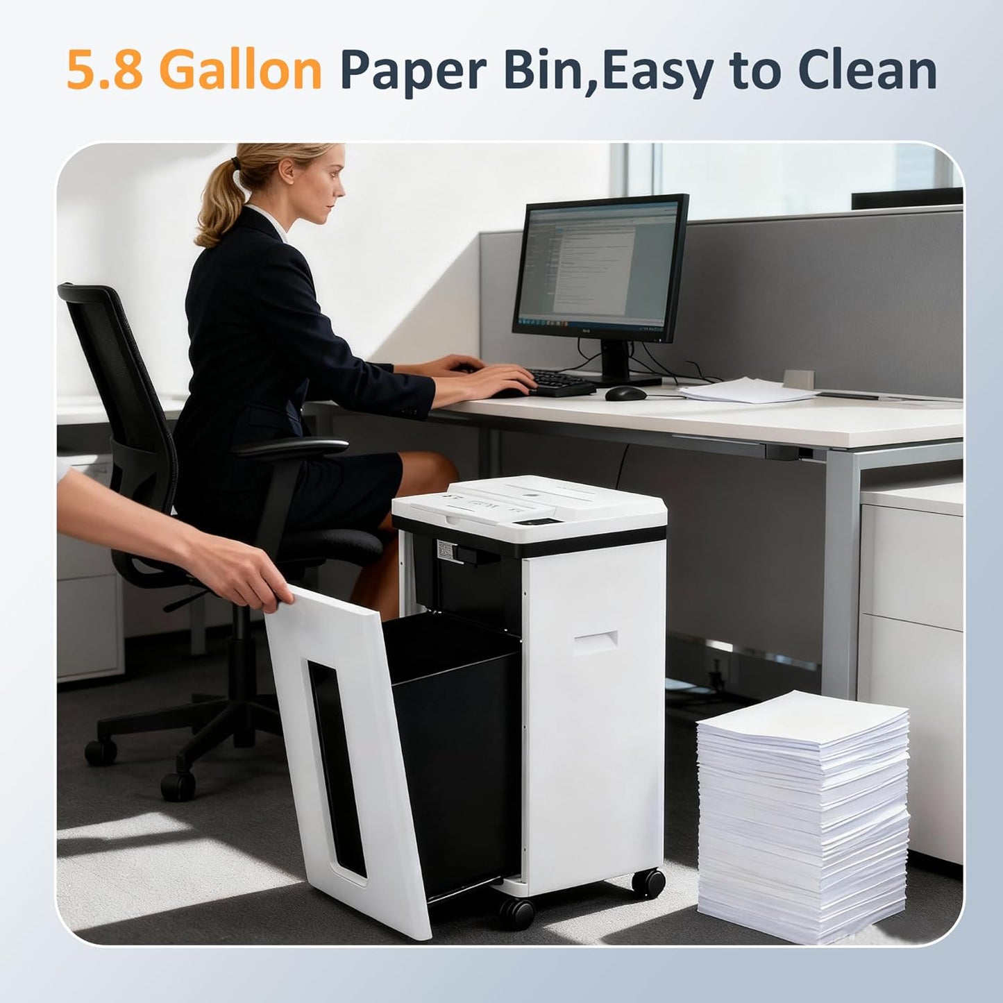 200-Sheet Auto Feed Paper Shredder Heavy Duty, 40 Min Non-Stop, Micro Cut w/ Casters, P-5 Ultra Security, 5.8 Gal