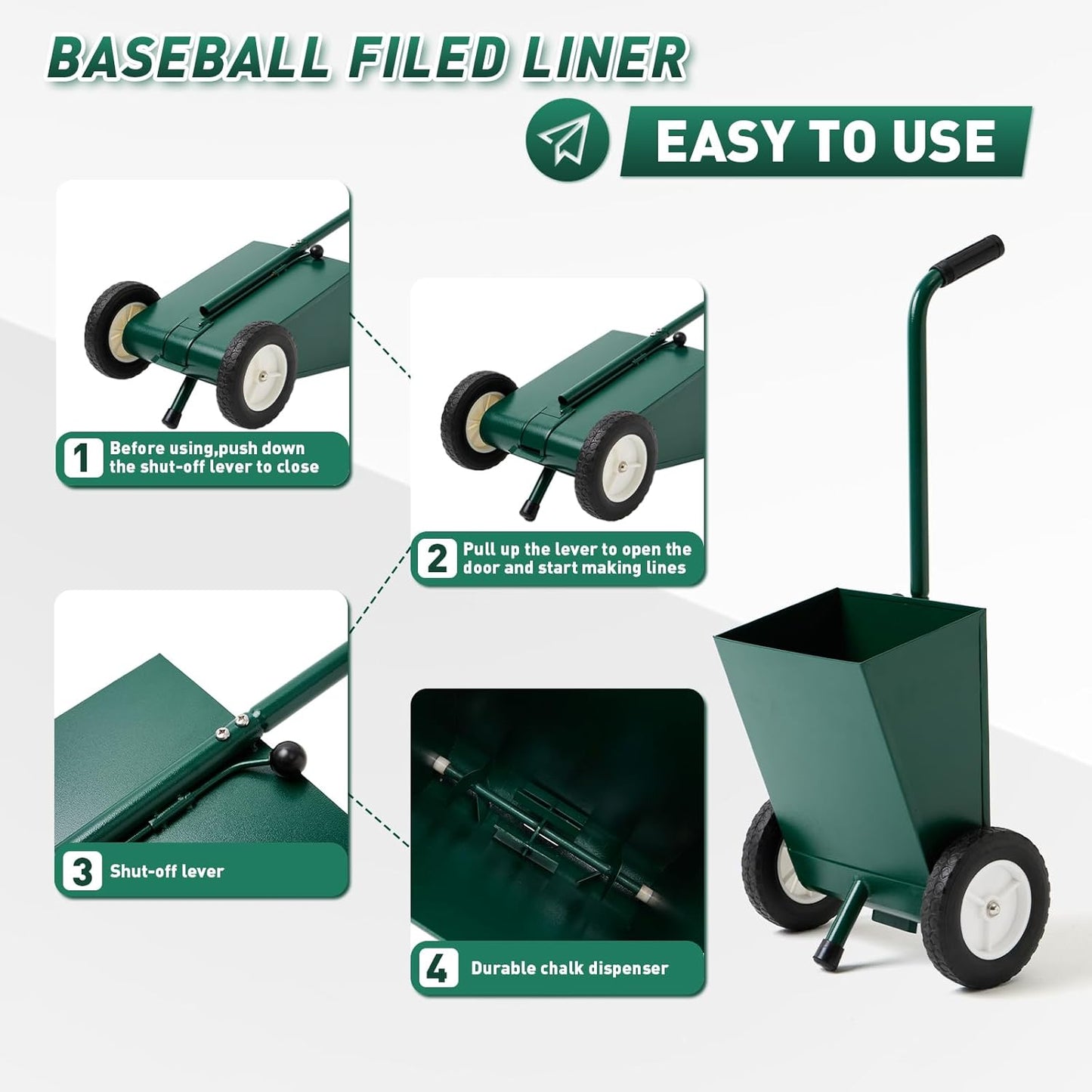 25 Lbs Heavy Duty Steel Dry Line Marker Field Liner Field Chalker Field Striping Machine, for Baseball/Football