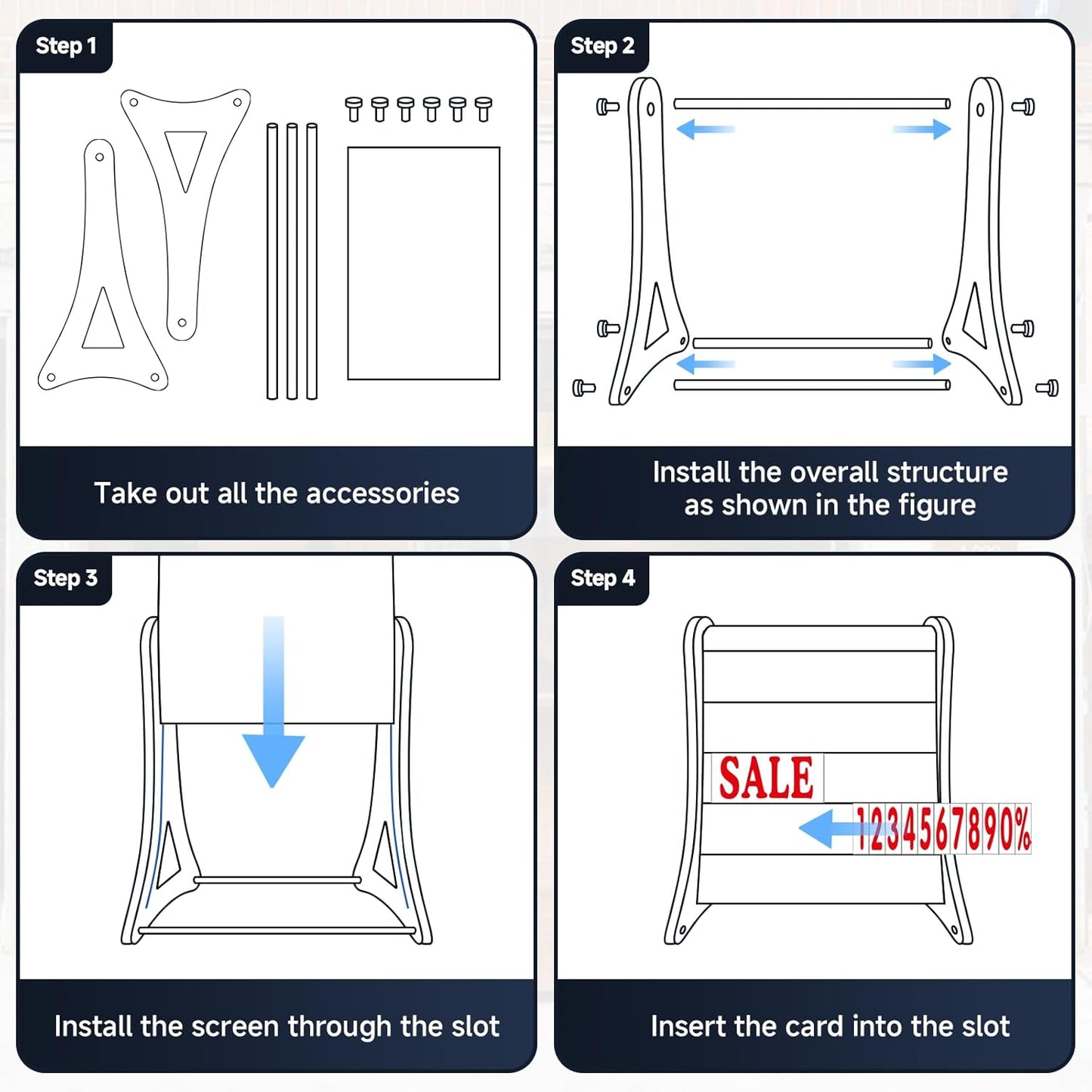 24'x39' Changeable Message Board Sidewalk Sign, Black Standing Frame w/ Wheels, Water-Fillable, Wind-Resistant