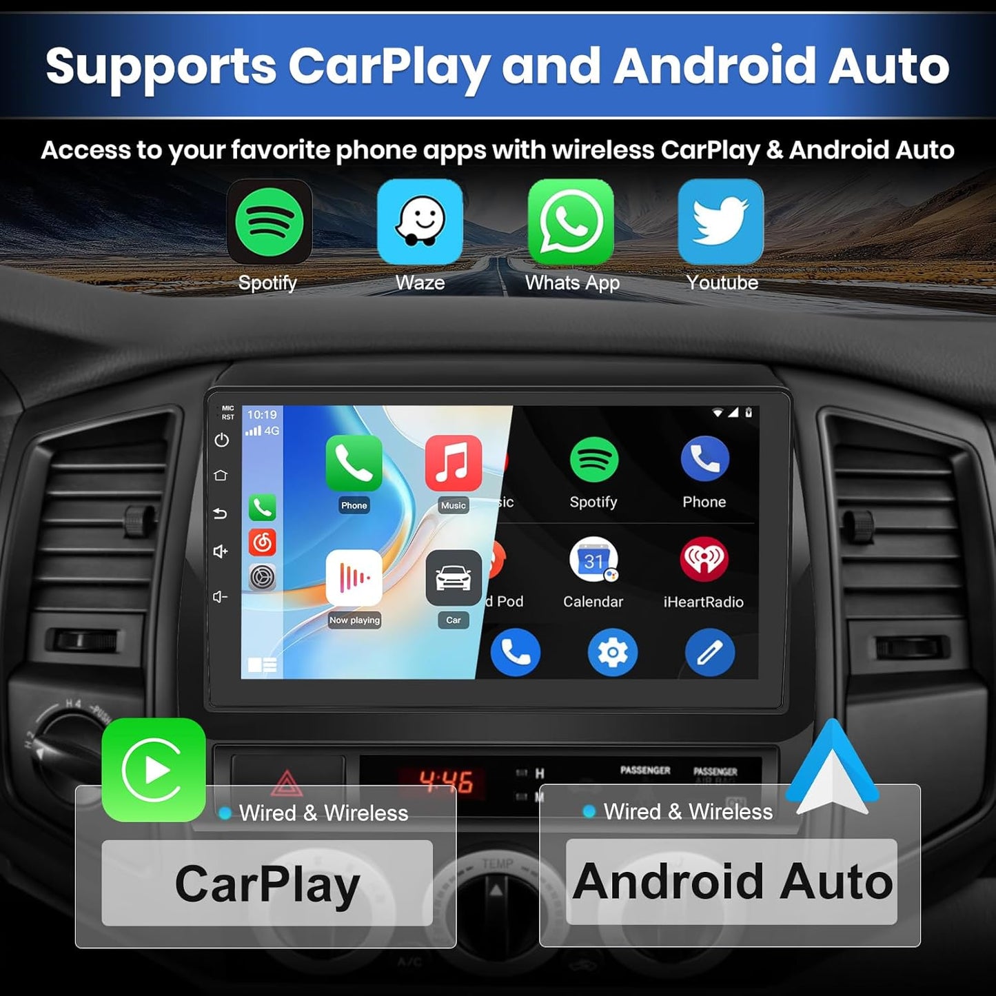 Android 13 Car Radio for Toyota Tacoma 2005-2015 with Wireless CarPlay Android, 9 Inch Stereo