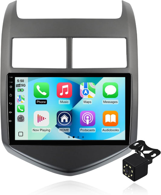 Android 14 Double Din Car Stereo for Chevrolet Sonic Aveo 2011-2015 with 9' Touchscreen, Wireless Carplay/Android