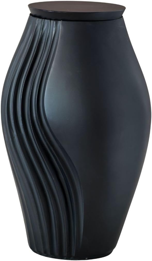 Essence Black Cremation Urn for Human Ashes, Handcrafted Aluminum with Satin Black Finish, Secure Screw-Top Lid
