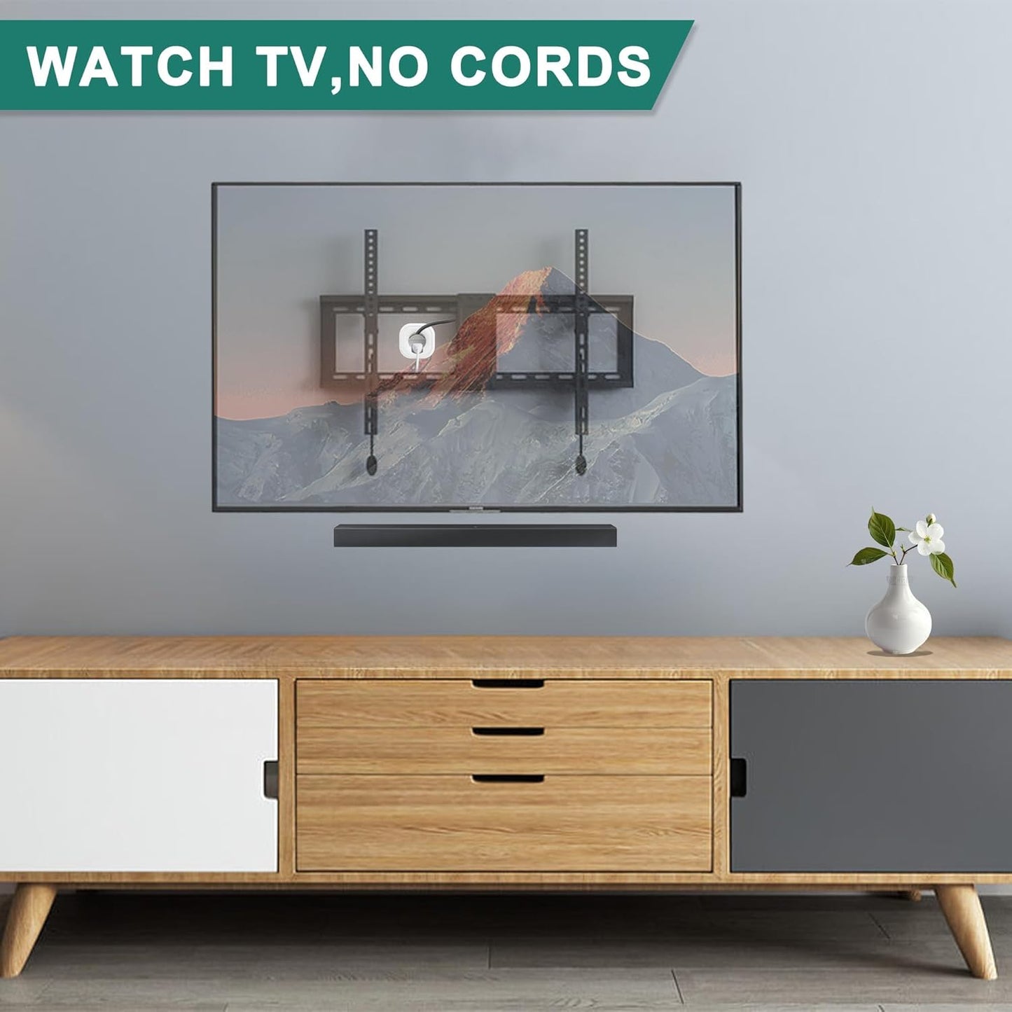 in Wall Cable Management Kit for TV & Soundbar, Cord Hiding for Wall, Includes Power & Low Voltage Cable