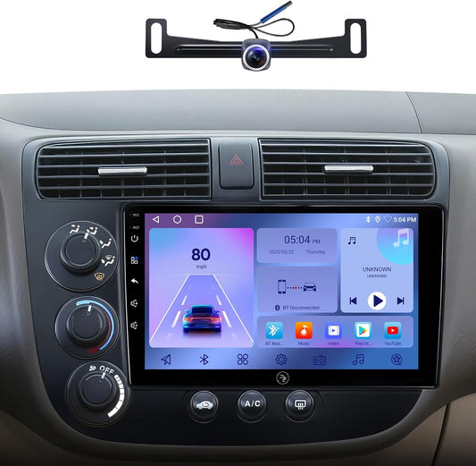 9' Touchscreen Car Stereo Radio for Honda Civic 2001-2005, with Wireless CarPlay Android Auto, Backup Camera, Mic