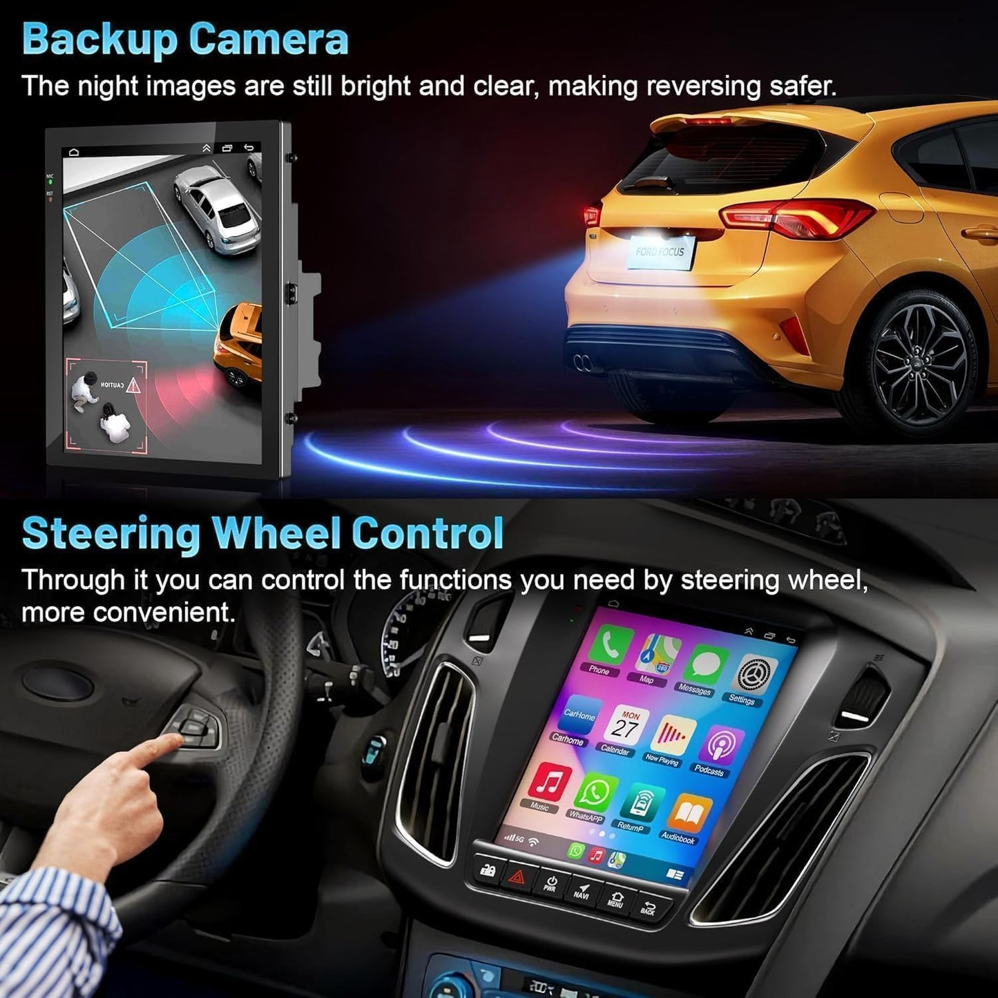 Car Radio for Ford Focus 2012-2018, 10.4 Inch IPS Touch Screen, with Wireless Carplay/Android