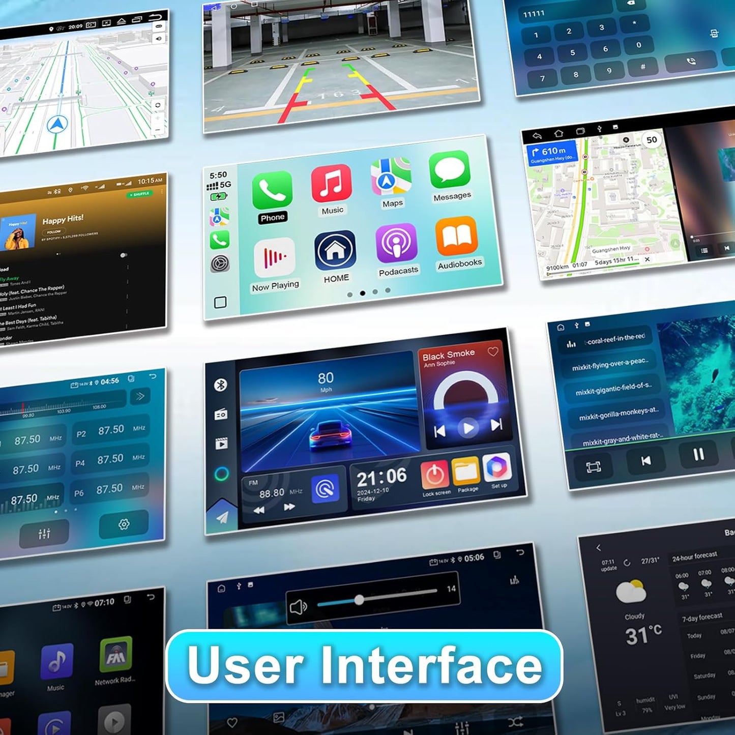 9 Inch Android 14 Double Din Car Stereo for Chevrolet Chevy Malibu 2009-2014 Touchscreen, Wireless Carplay/Android