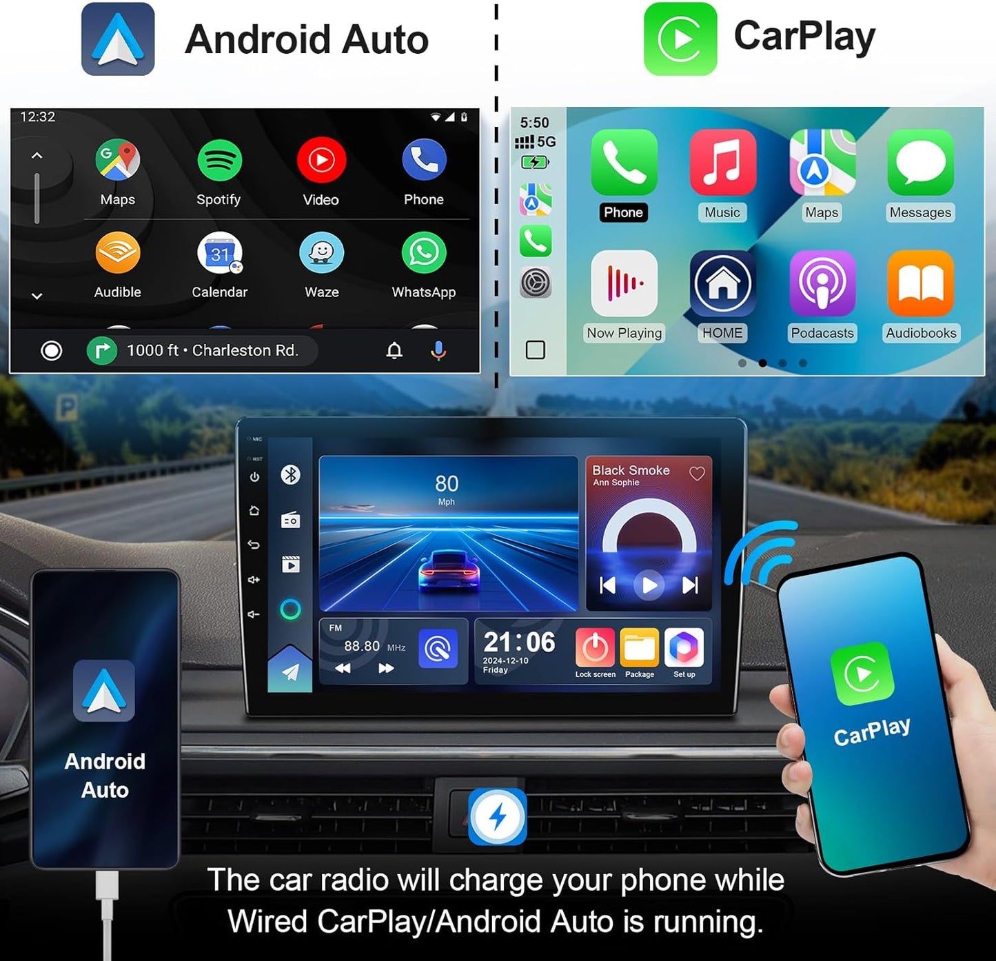 9 Inch Android 14 Double Din Car Stereo for Chevrolet Chevy Malibu 2009-2014 Touchscreen, Wireless Carplay/Android