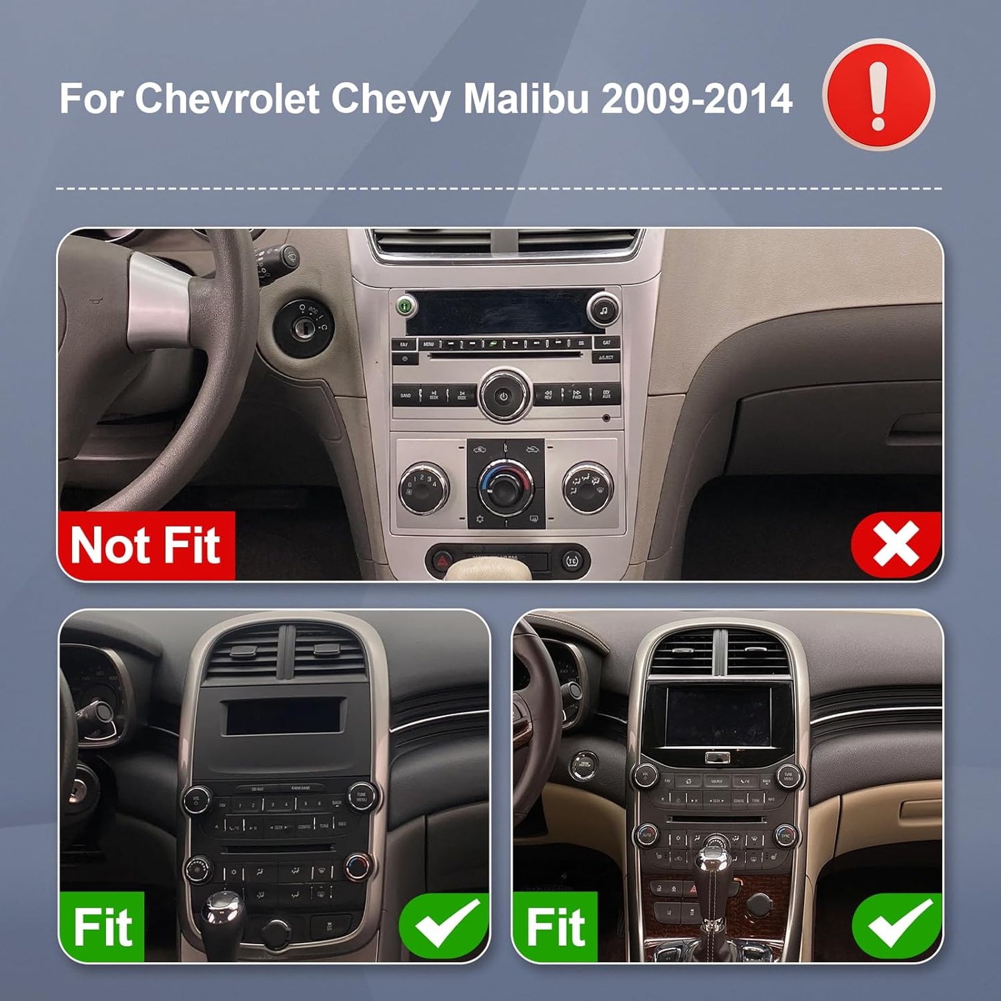 Stereo for Chevrolet Chevy Malibu 2009-2014 with Wireless CarPlay & Android, 9 Inch IPS Touchscreen