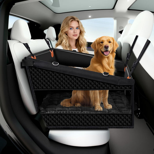 XL Large Dog Car Seat Cover with Dog Bed Mat for Back Seat Half, Waterproof Hard Bottom, Single Seat Hammock