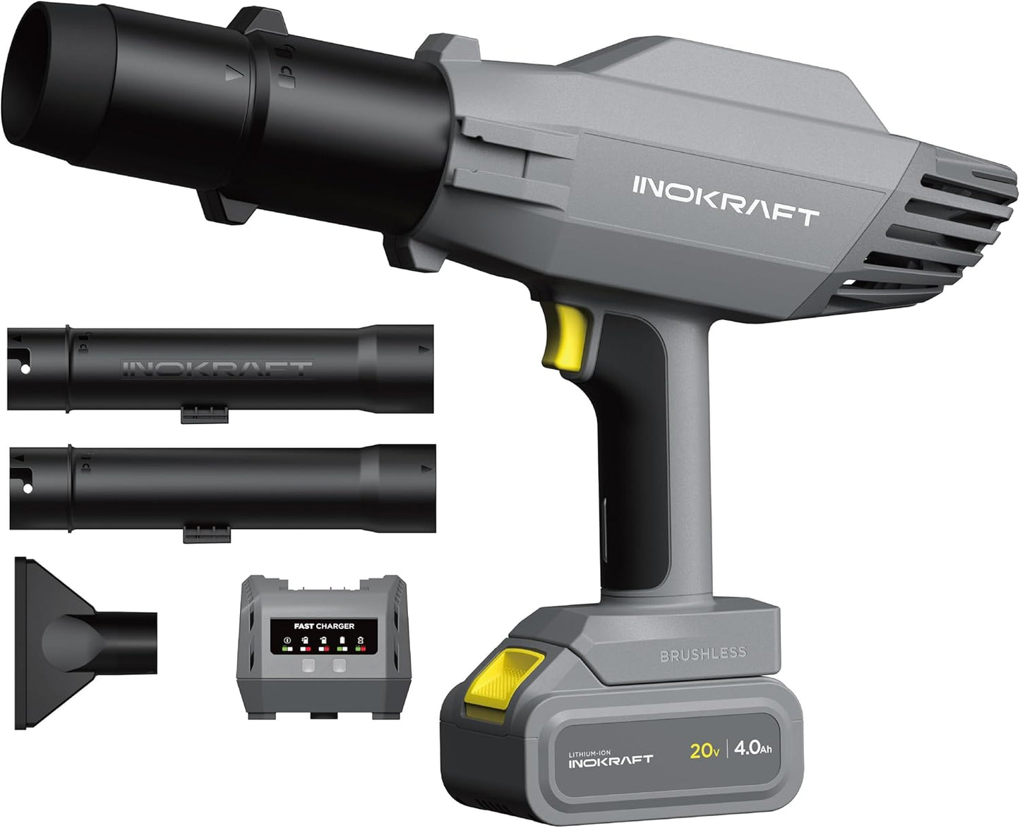 0V Cordless Leaf Blower with 4.0Ah Battery, Compact 3.17 lb Lightweight Electric Blower 125 MPH, 2-Speed Portable