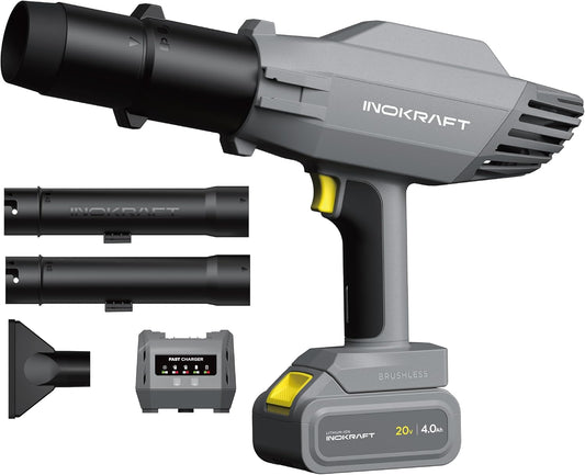 0V Cordless Leaf Blower with 4.0Ah Battery, Compact 3.17 lb Lightweight Electric Blower 125 MPH, 2-Speed Portable