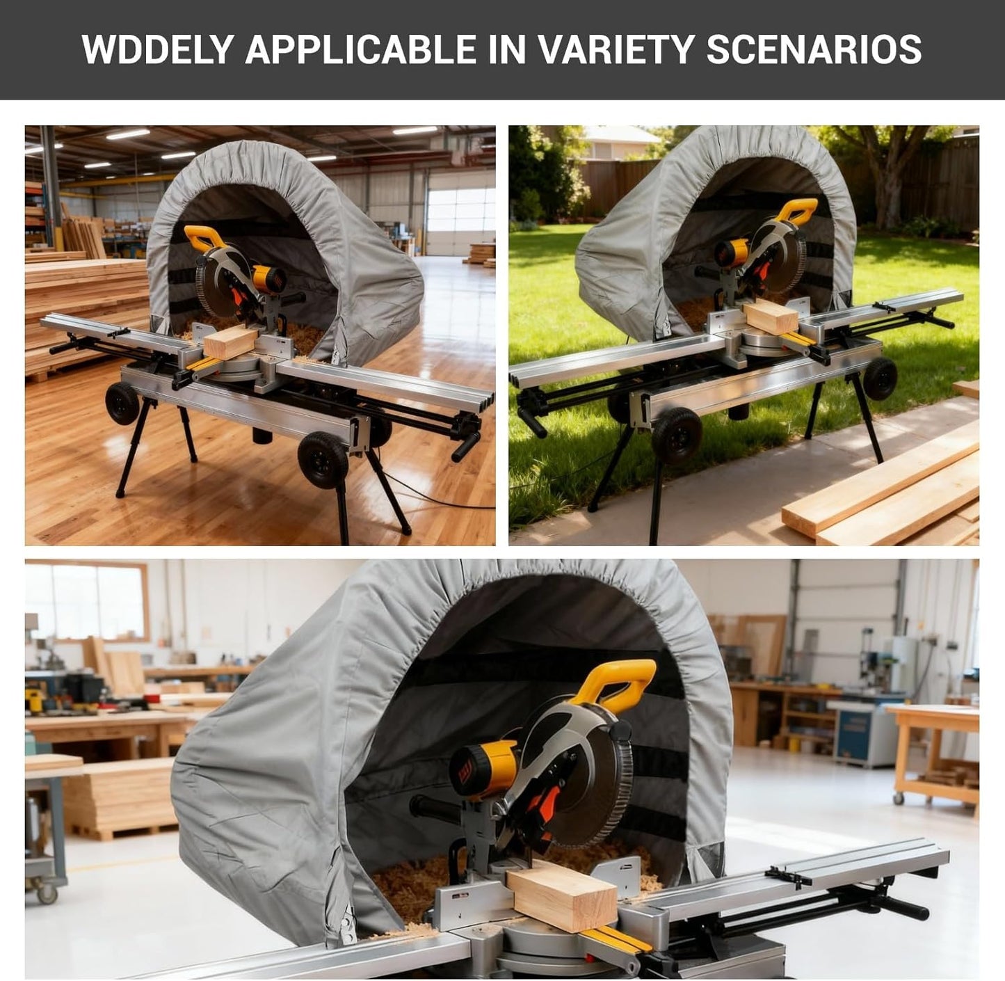 Miter Saw Collection Hood, Heavy-Duty Oxford Fabric Dust Solution, Foldable, w/ Accessories/Storage Bag,  Fits All