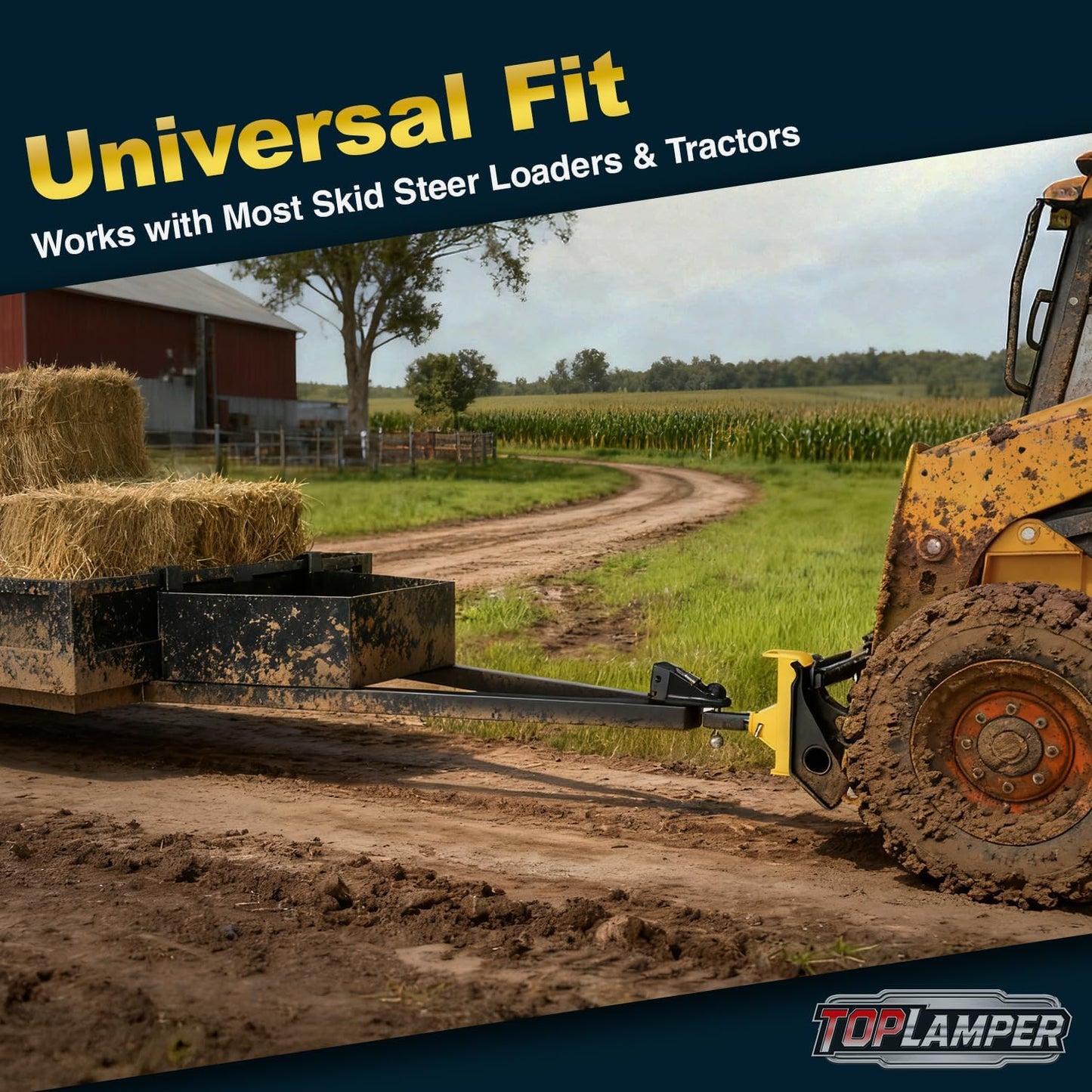 Heavy-Duty Skid Steer Hitch Attachments for Tractors Skidsteer, Quick Attach Plate, Fits 2' Towing Receivers