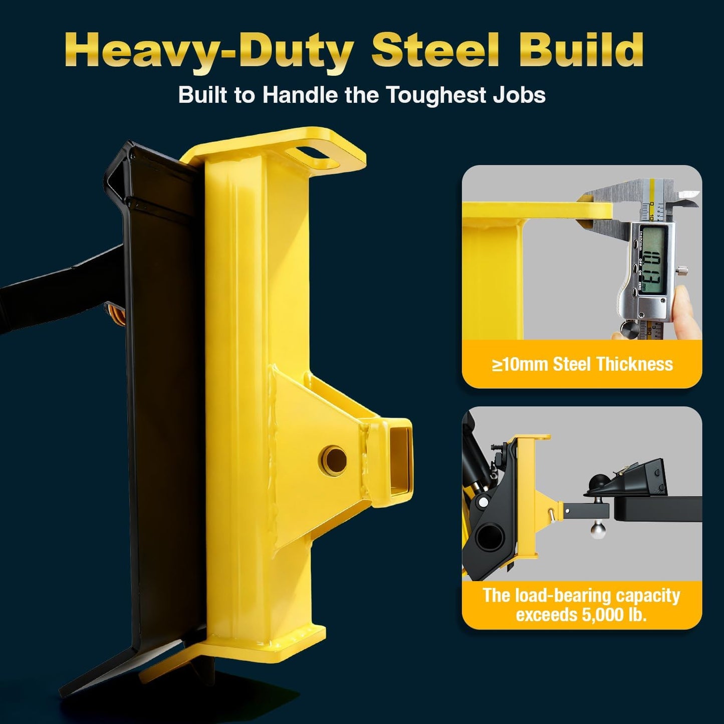 Heavy-Duty Skid Steer Hitch Attachments for Tractors Skidsteer, Quick Attach Plate, Fits 2' Towing Receivers