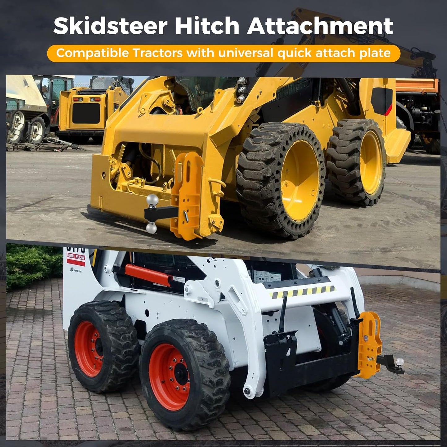 Skid Steer Hitch Attachment Plate, 2' Receiver Tow Adapter Fits Tractors & Skid Steer Attachments, 20,000 lbs Capacity