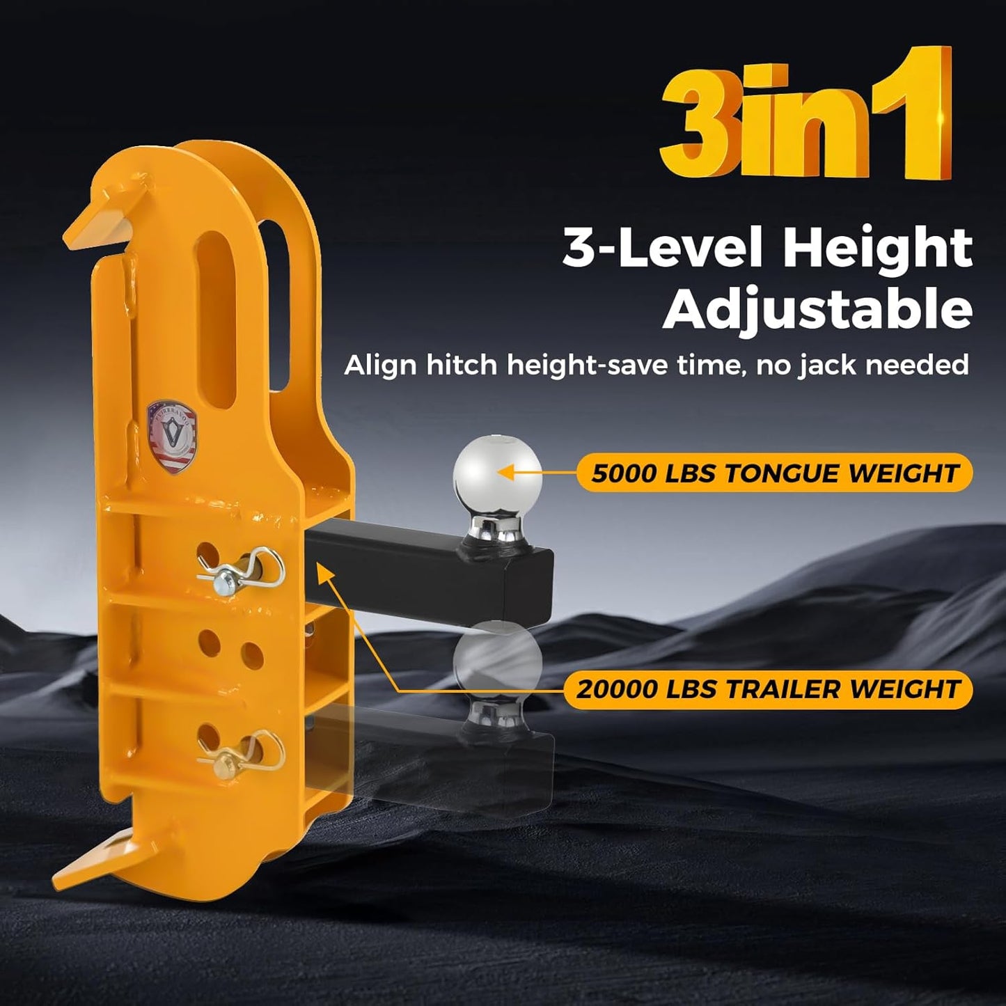 Skid Steer Hitch Attachment Plate, 2' Receiver Tow Adapter Fits Tractors & Skid Steer Attachments, 20,000 lbs Capacity