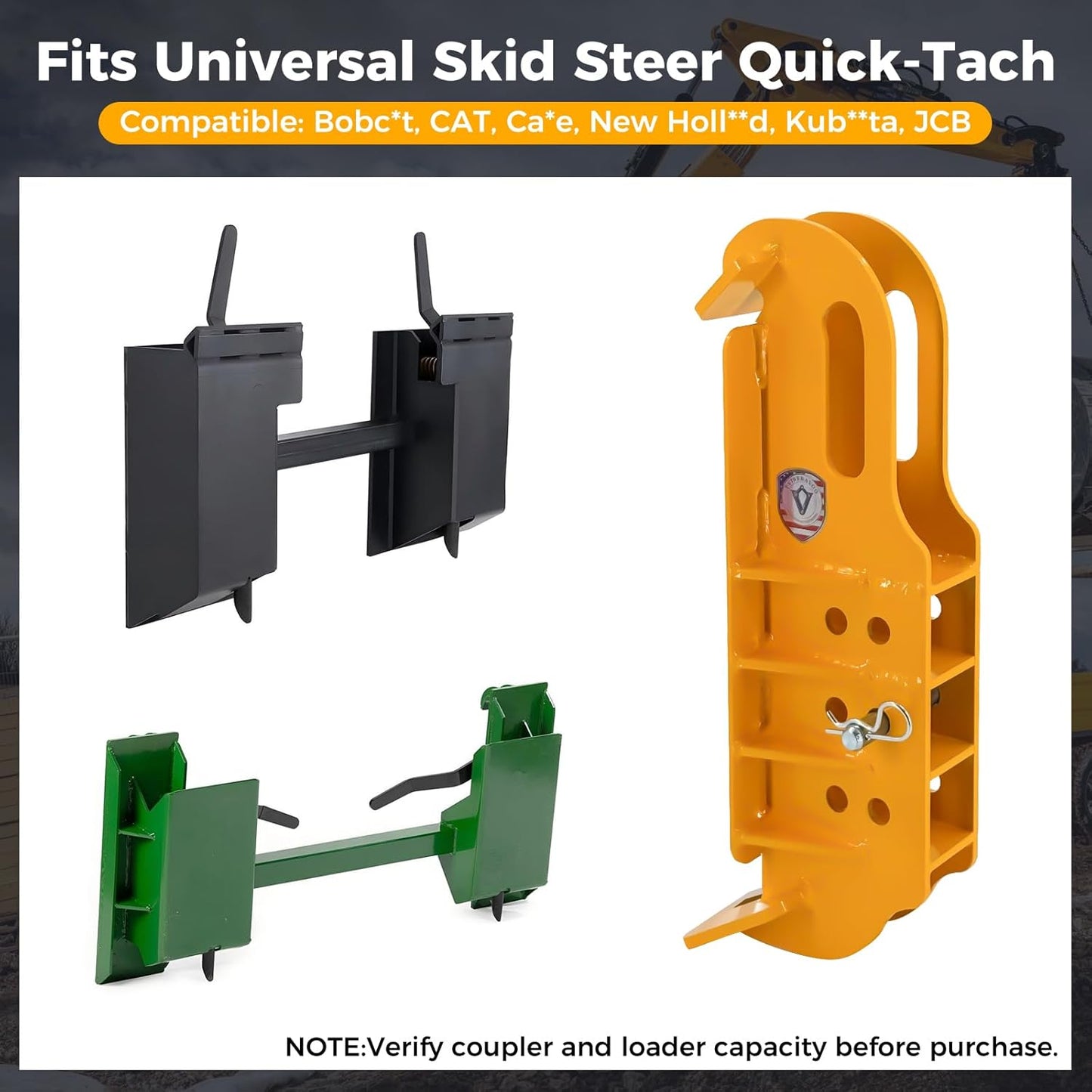 Skid Steer Hitch Attachment Plate, 2' Receiver Tow Adapter Fits Tractors & Skid Steer Attachments, 20,000 lbs Capacity