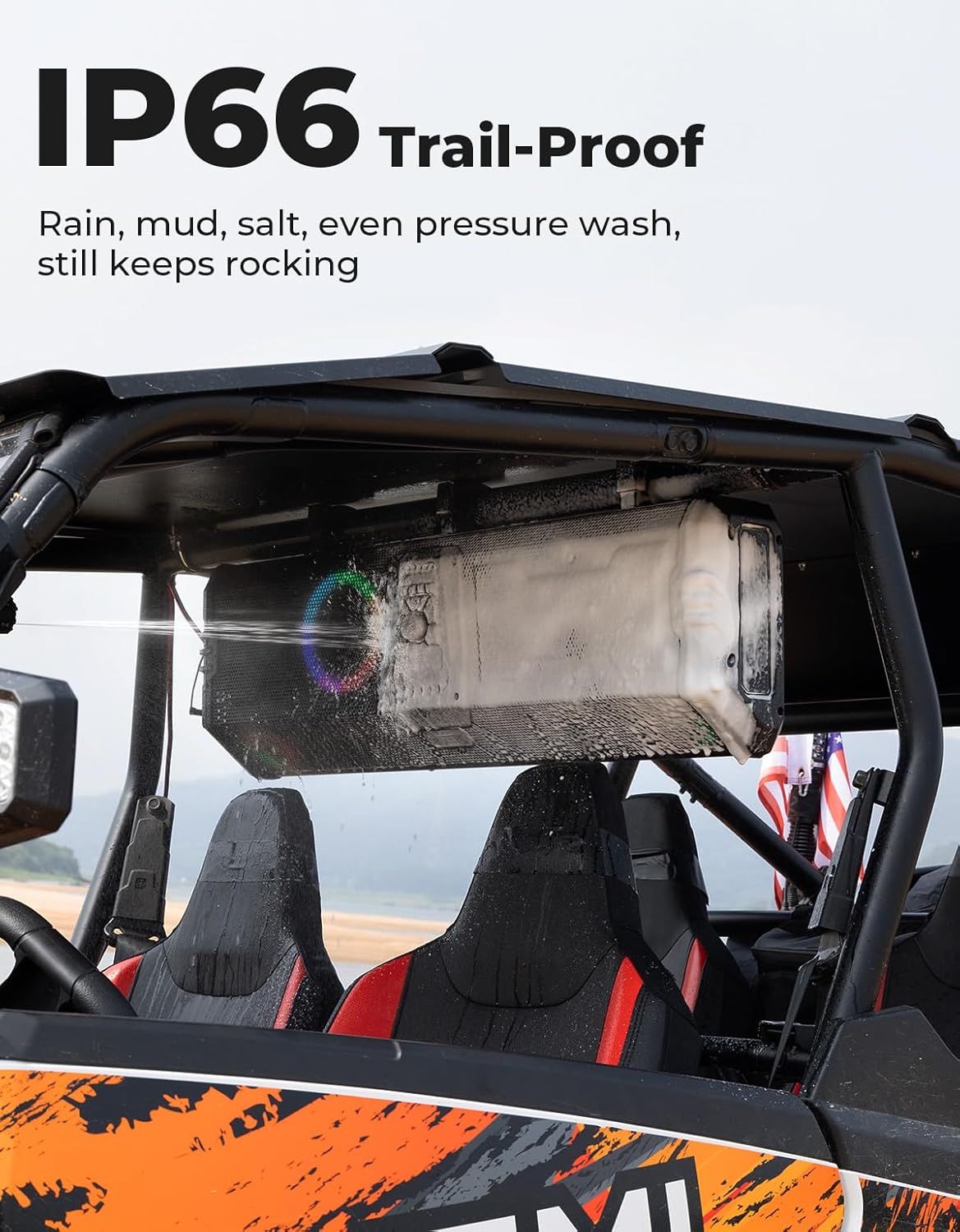 Midnight 90 UTV Sound Bar, 34 Inch UTV Bluetooth 10 Speakers with RGB Lights, Waterproof