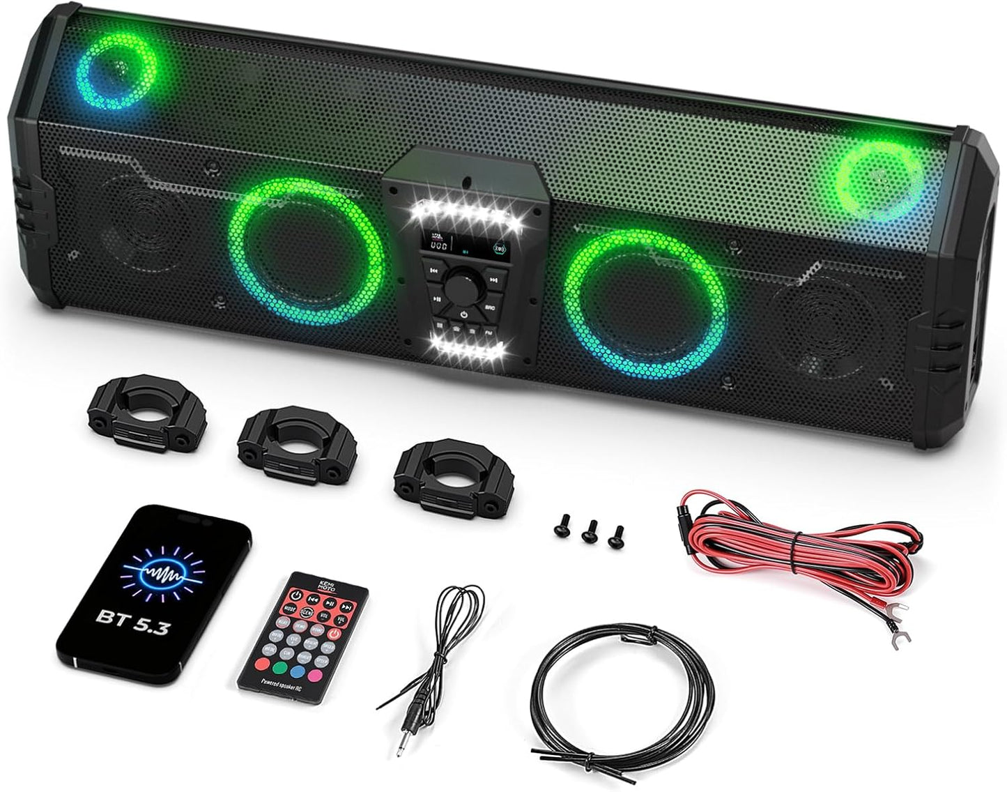 Midnight 90 UTV Sound Bar, 34 Inch UTV Bluetooth 10 Speakers with RGB Lights, Waterproof