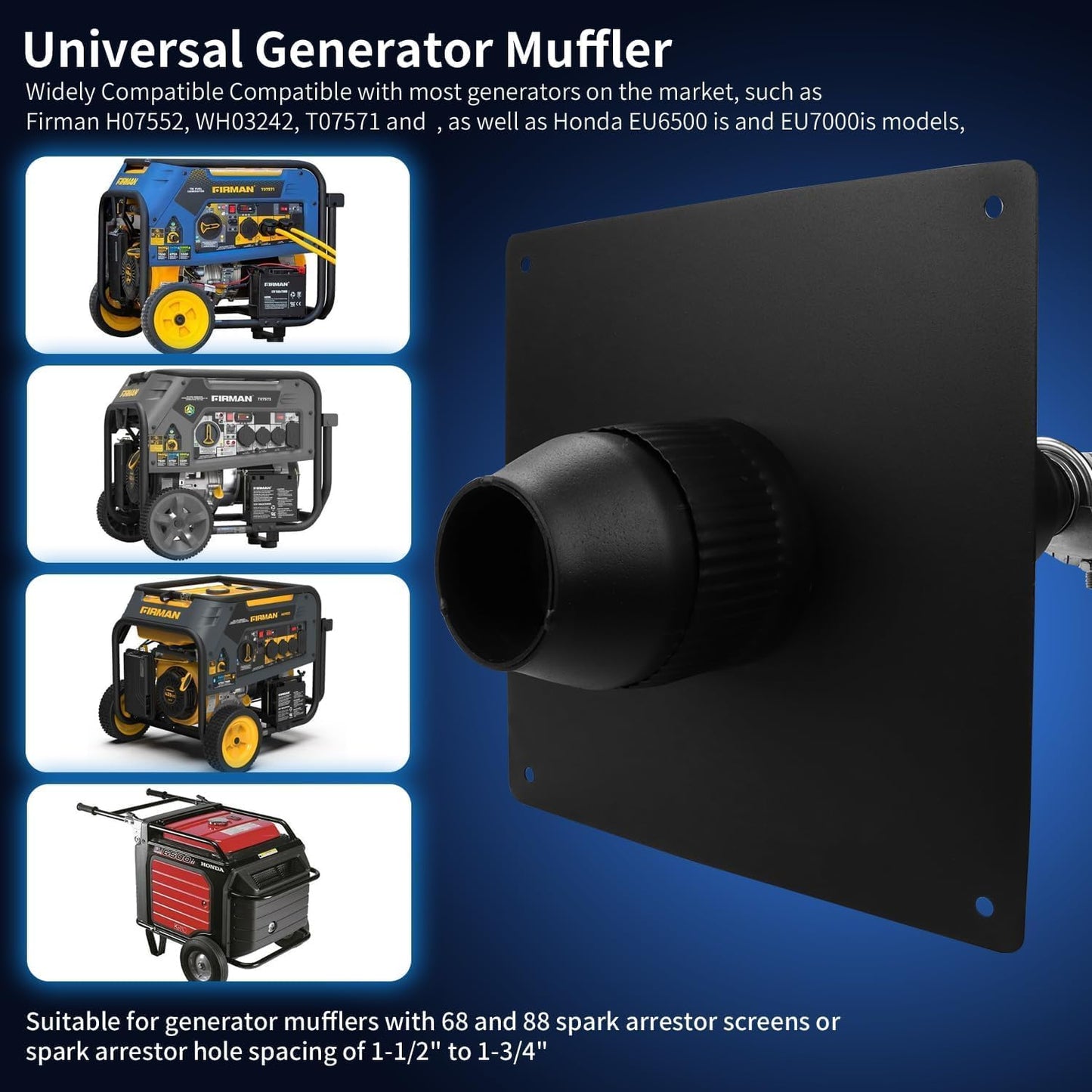 2025 Heavy Duty Upgraded Generator Exhaust Extension Silencer Kit with Insulated Through-Wall Mounting Plate