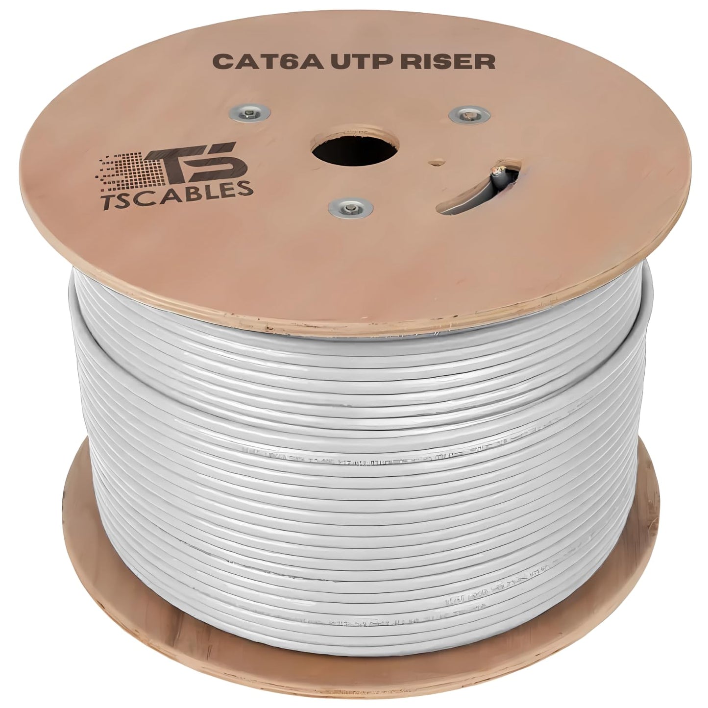 Cat6A Riser (CMR) Bulk Ethernet Cable 1000ft, 23AWG Solid Bare Copper, High-Performance Network Cable - White